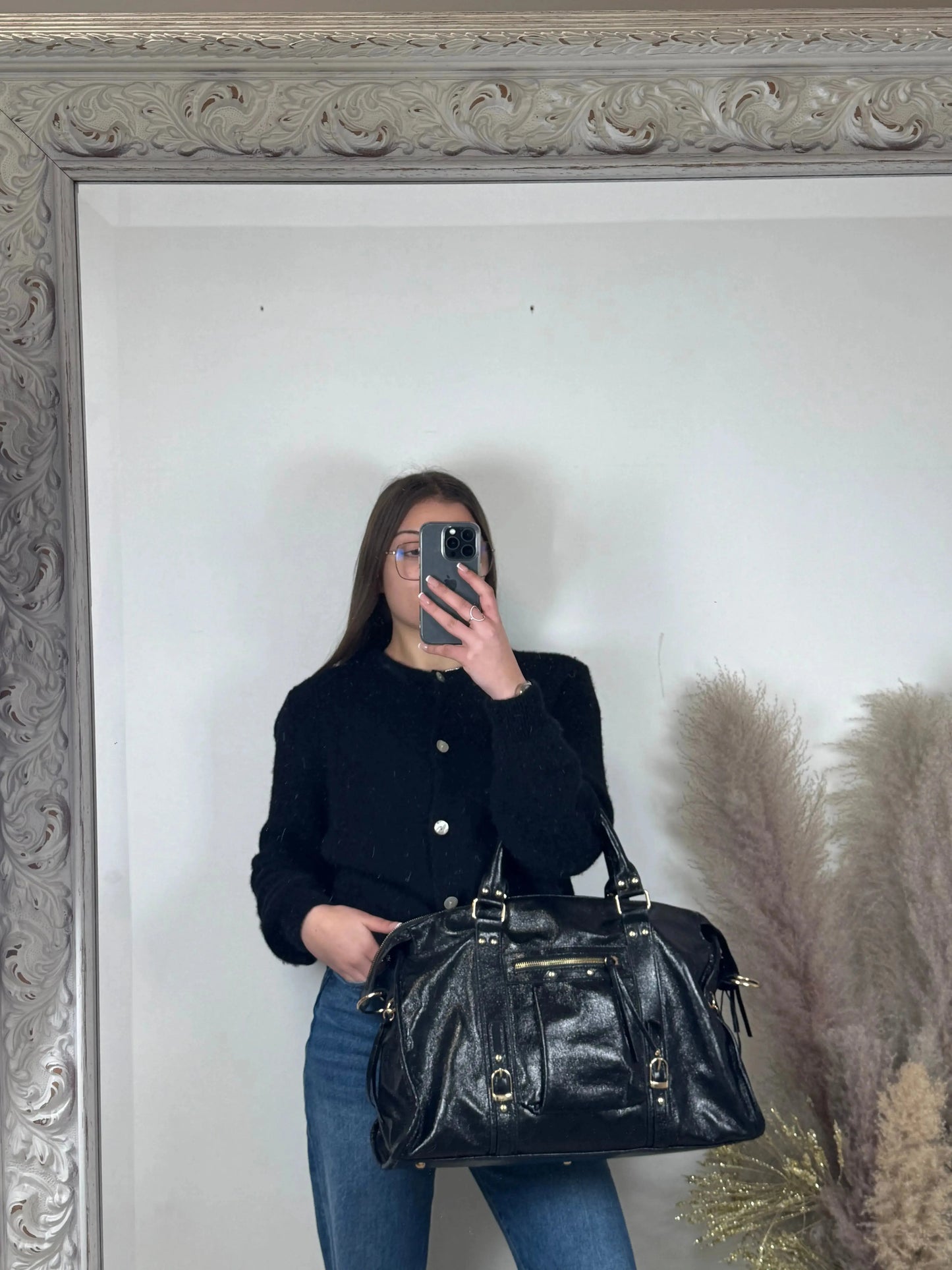 Sac Elsa paillettes noir XXL MaisonPerla Collection