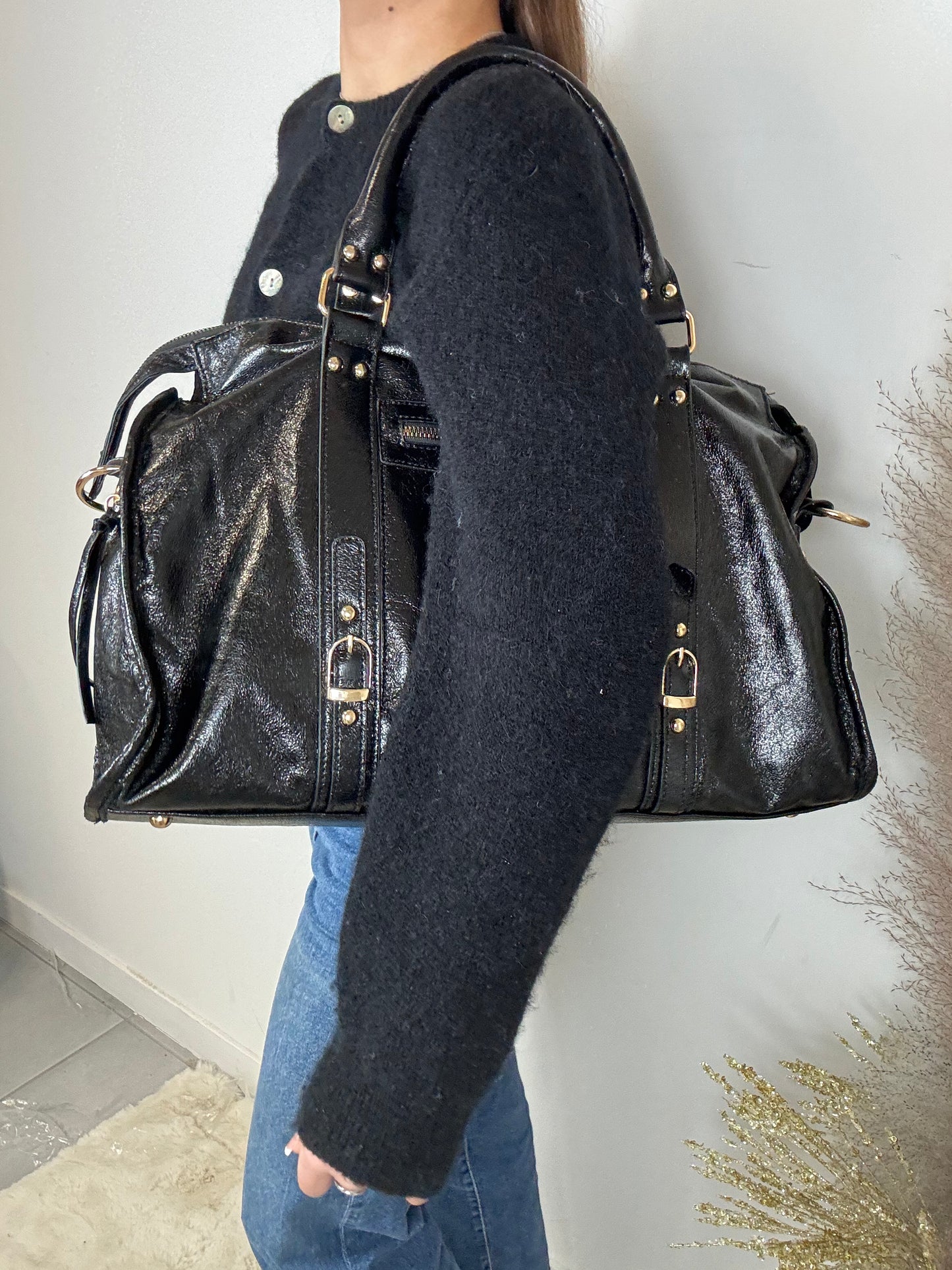 Sac Elsa paillettes noir XXL MaisonPerla Collection
