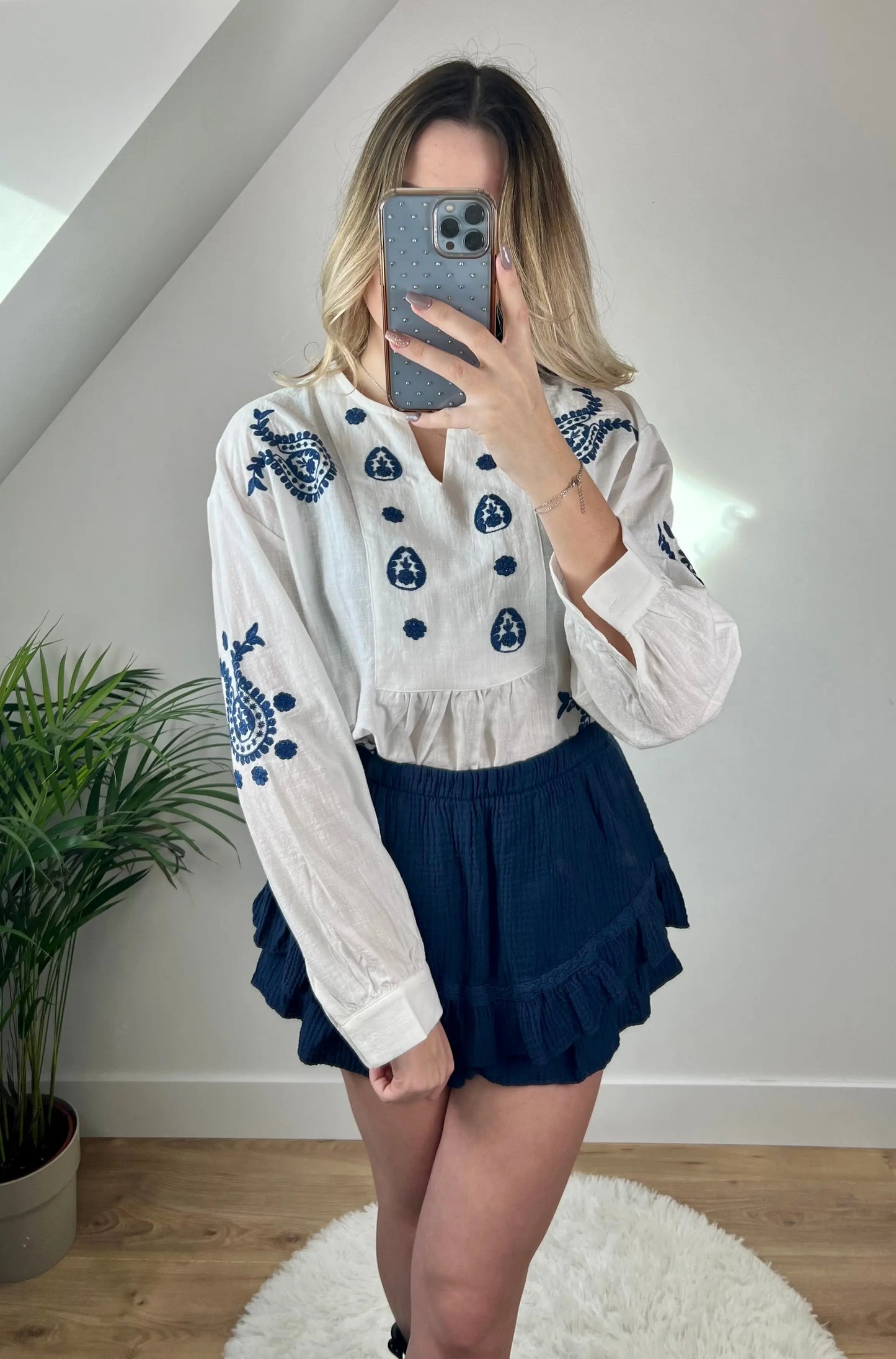 Blouse Santorini Bleu MaisonPerla Collection