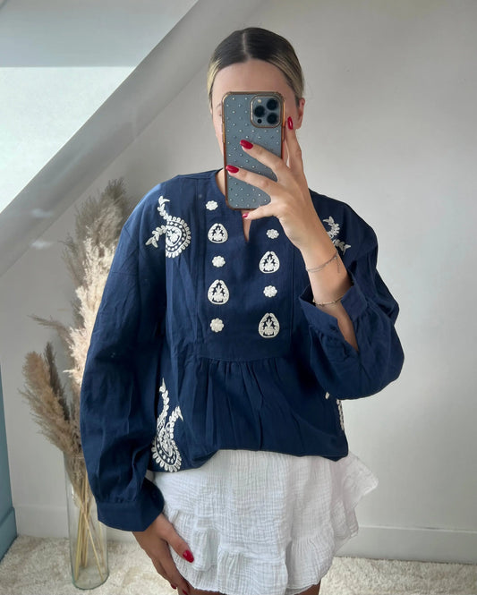 Blouse Santorini bleu MaisonPerla Collection