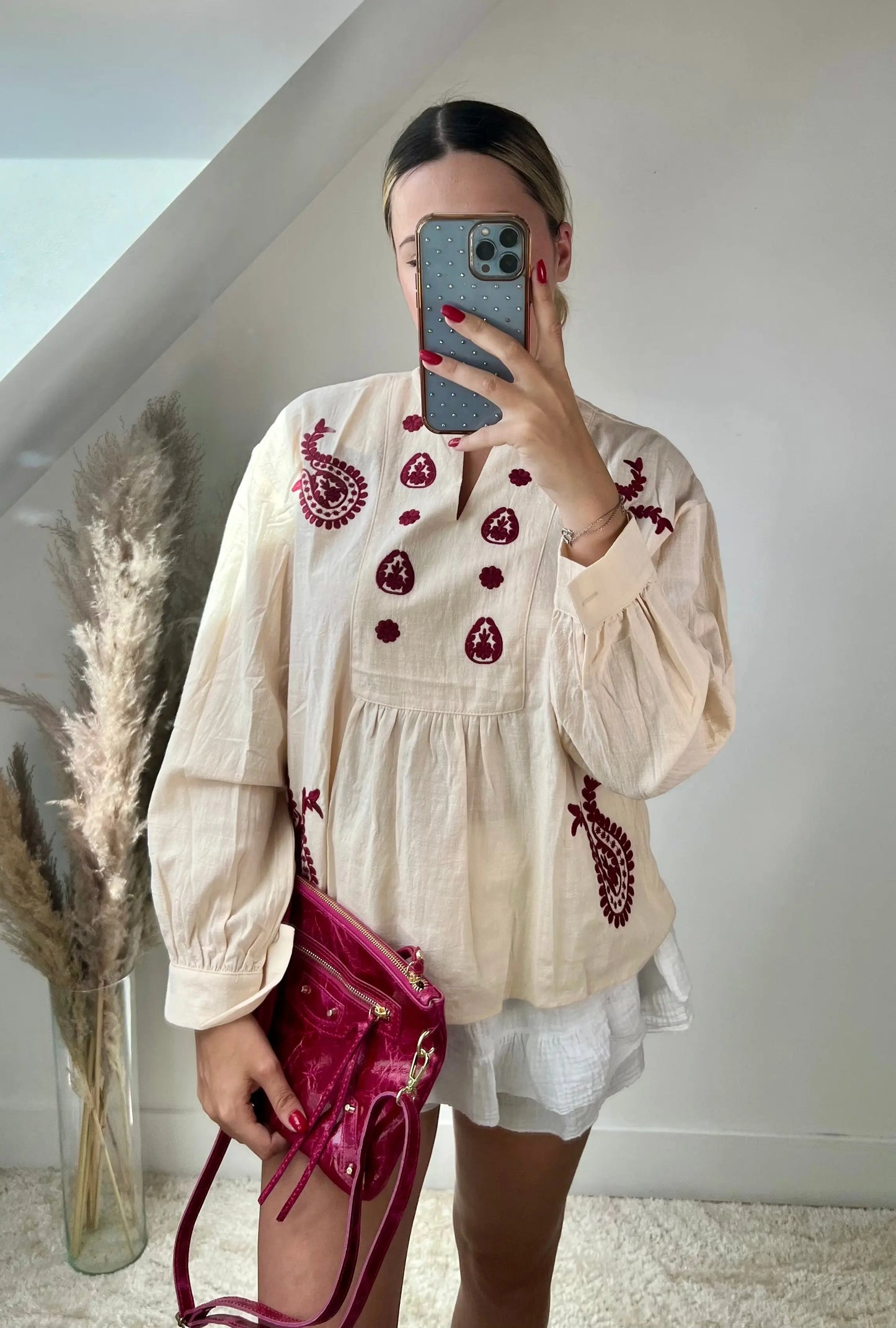 Blouse Santorini rouge MaisonPerla Collection