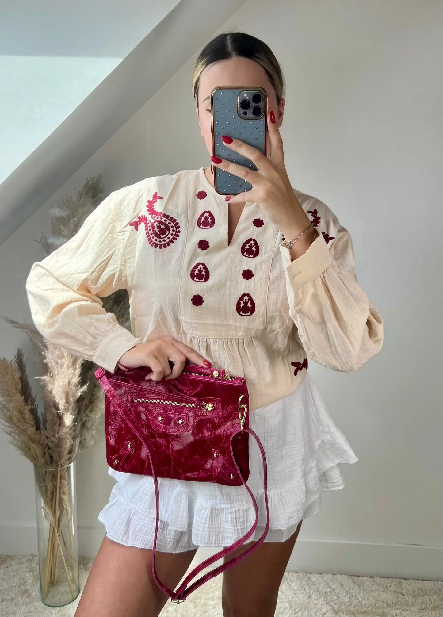 Blouse Santorini rouge MaisonPerla Collection