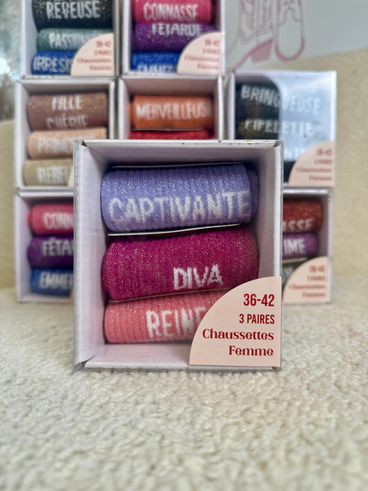 Box chaussettes paillettes Diva MaisonPerla Collection
