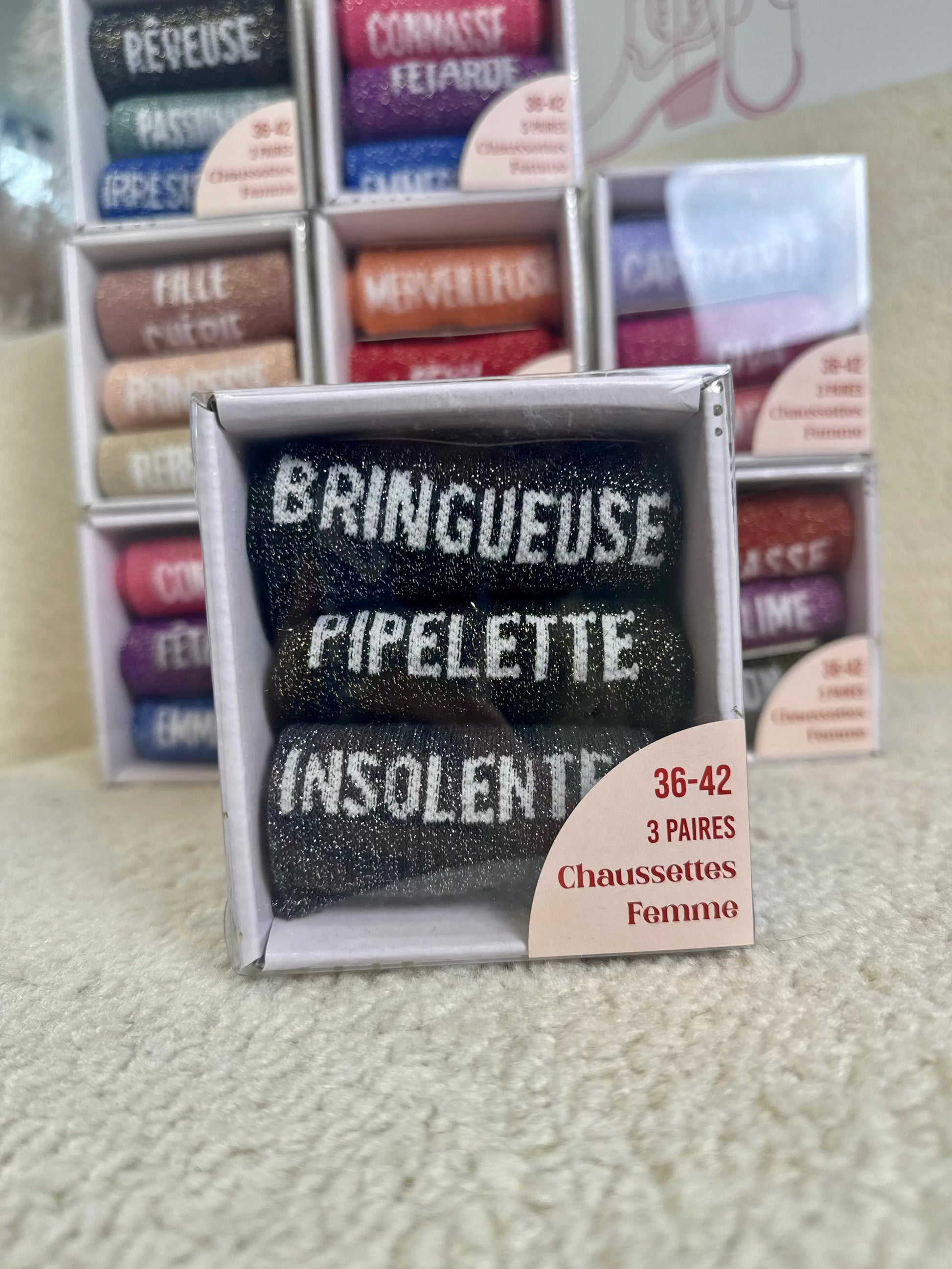 Box chaussettes paillettes Pipelettes MaisonPerla Collection