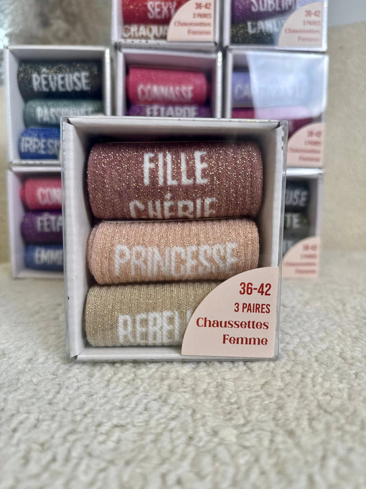 Box chaussettes paillettes Princesse MaisonPerla Collection