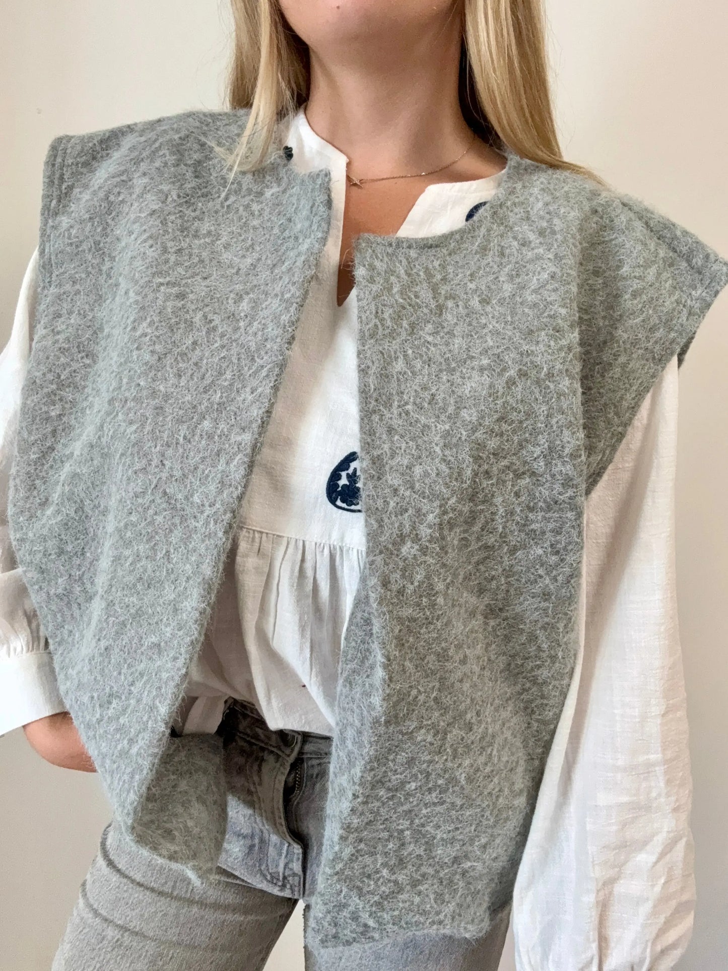 Gilet Mia gris MaisonPerla Collection
