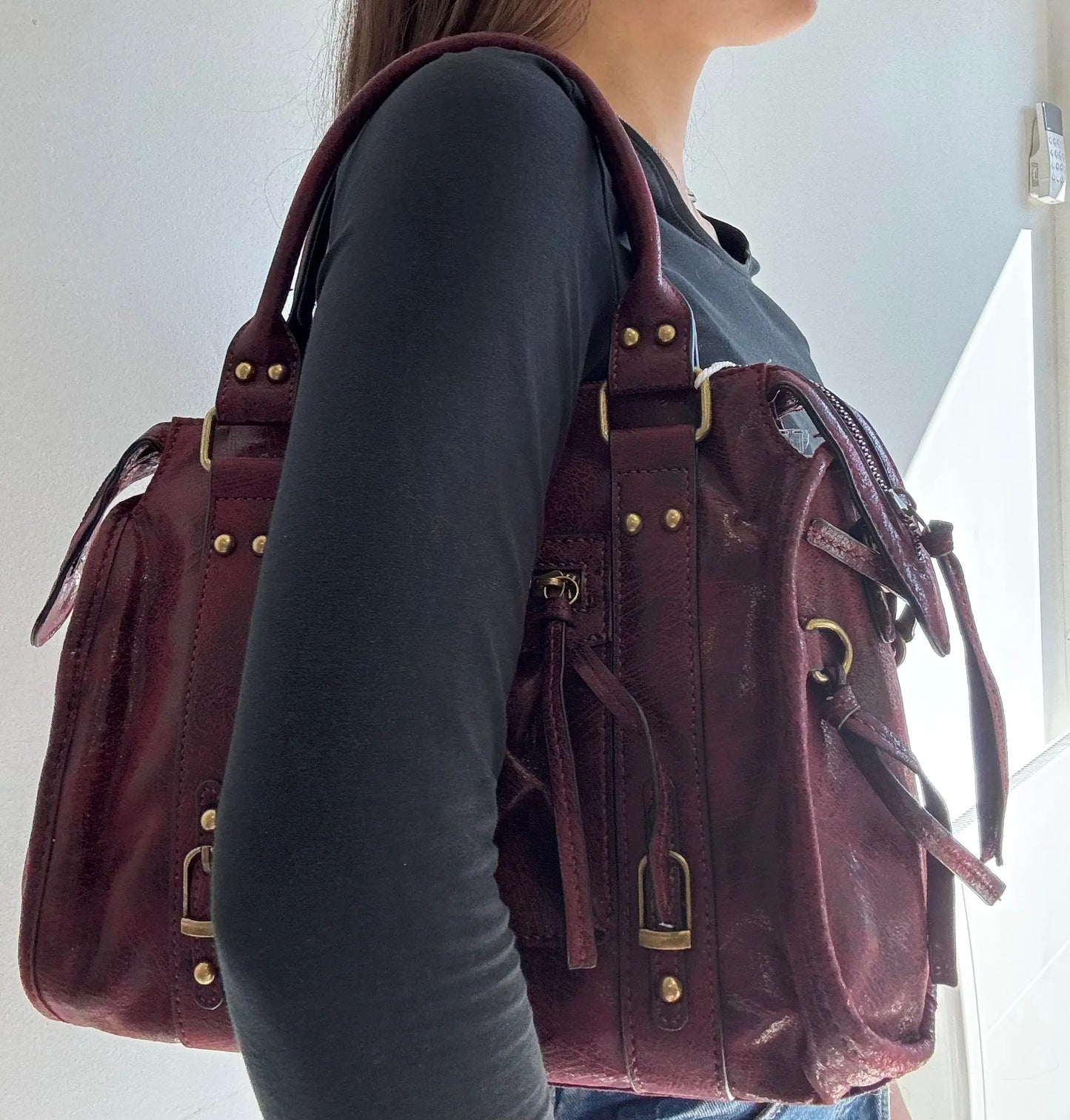 Grand sac Elsa bordeaux L MaisonPerla Collection