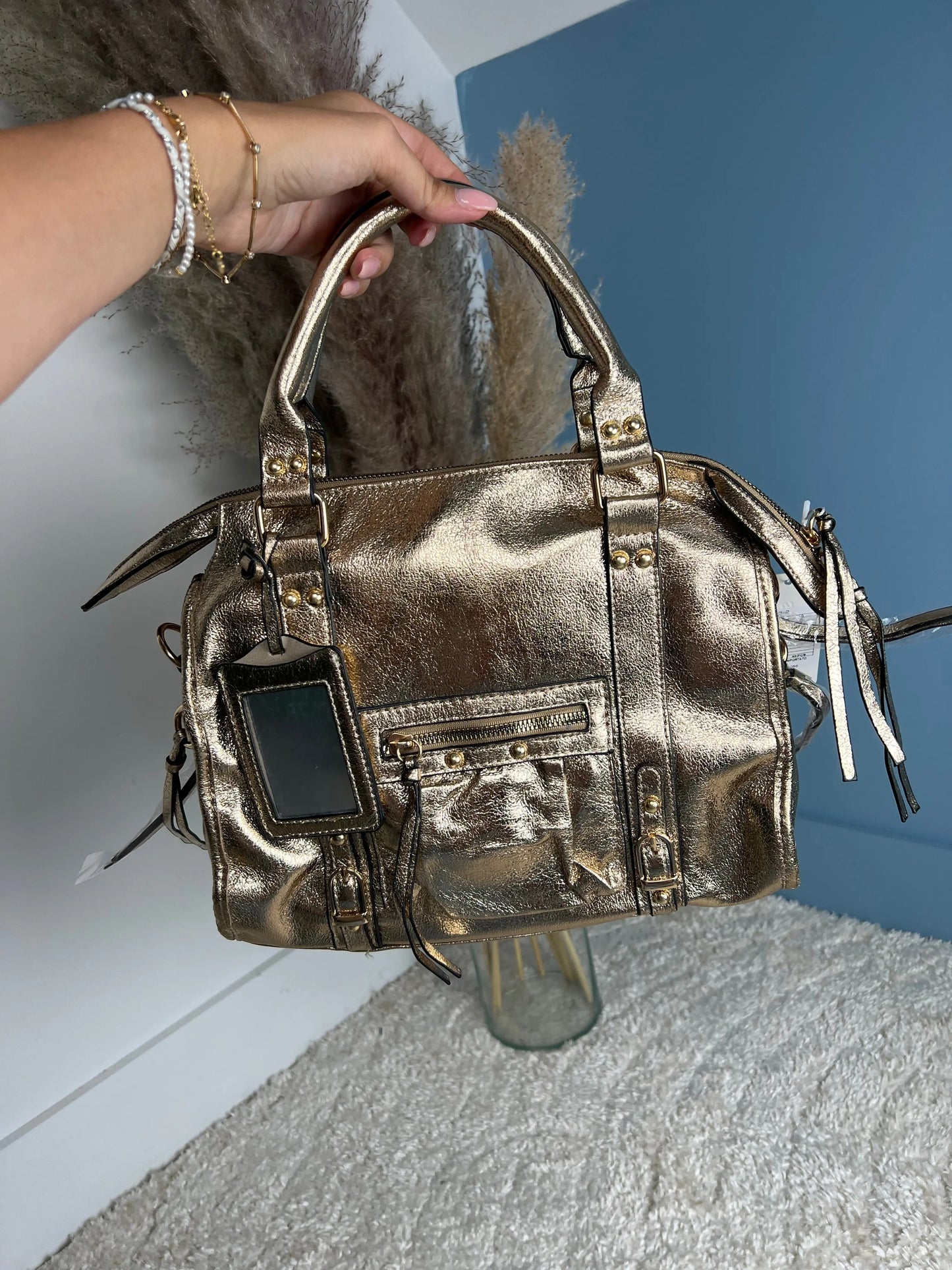 Grand sac Elsa gold brillant L MaisonPerla Collection
