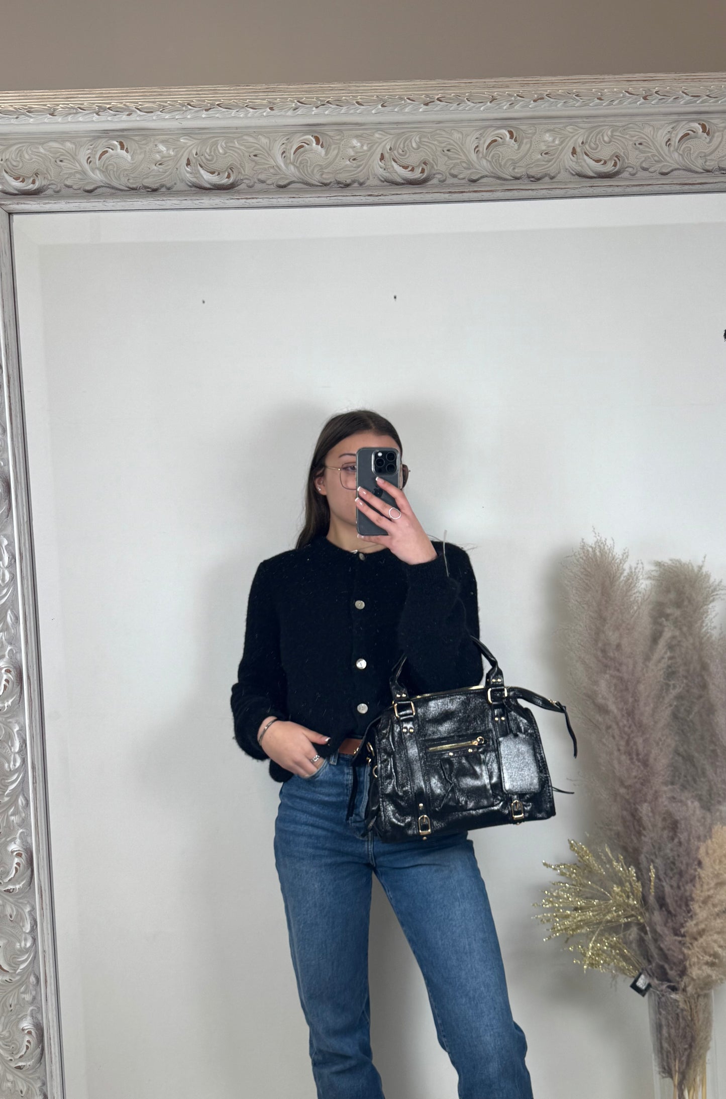 Grand sac Elsa noir L MaisonPerla Collection