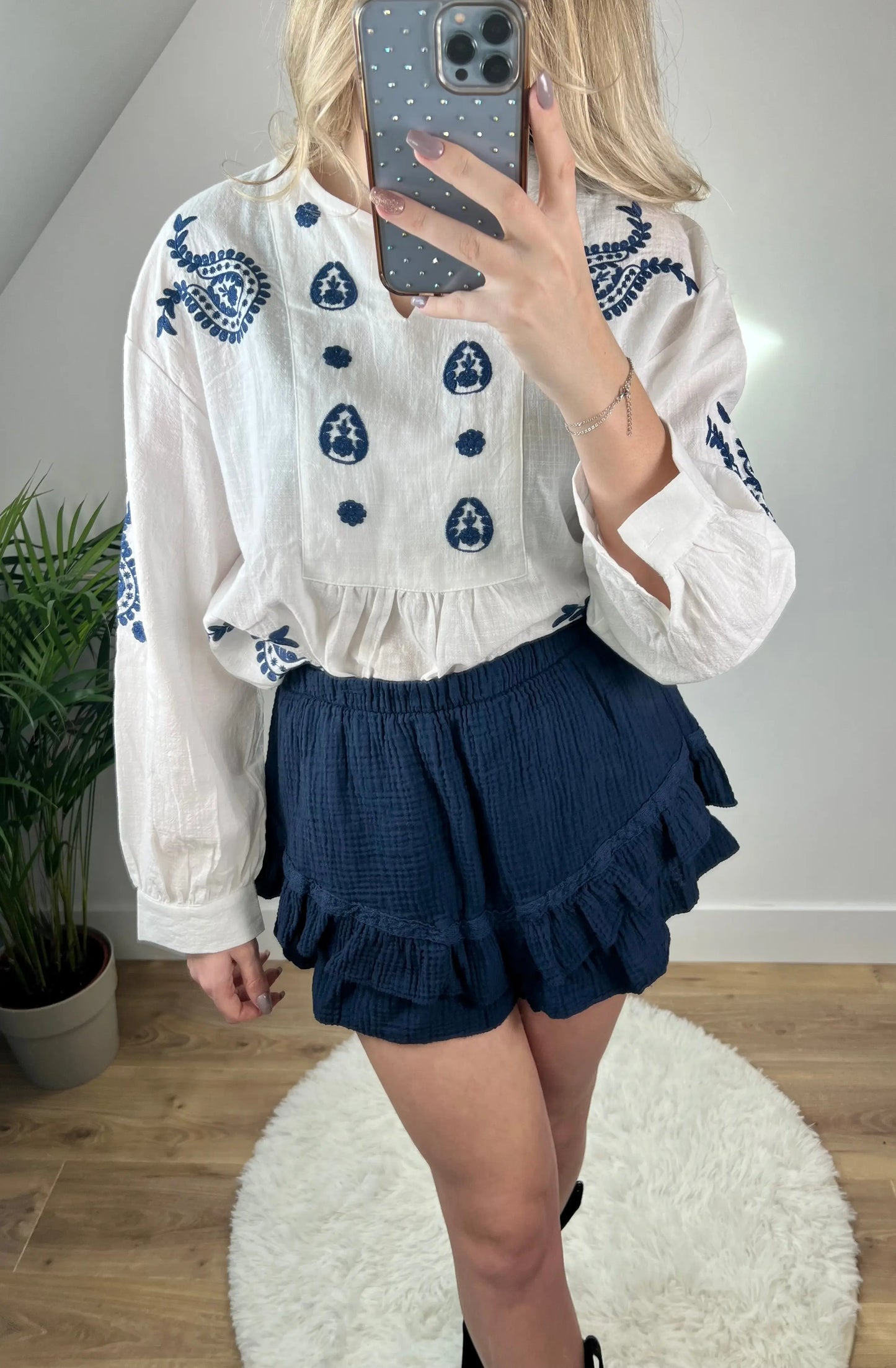 Jupe short Lou Bleu MaisonPerla Collection