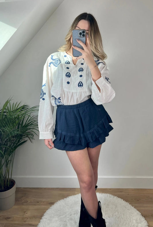 Jupe short Lou Bleu MaisonPerla Collection