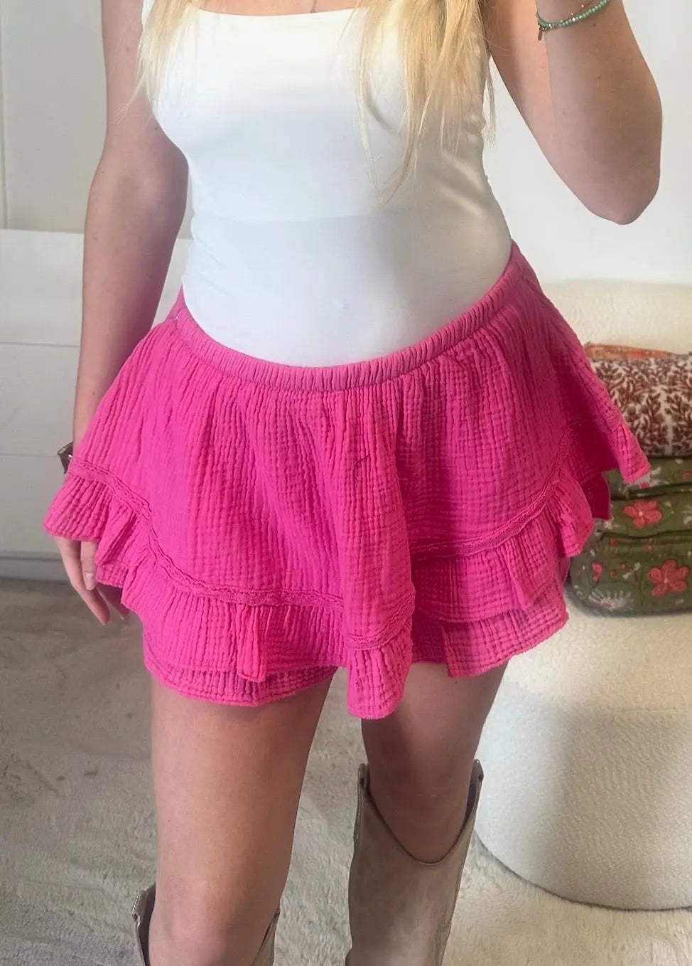 Jupe short Lou Fushia MaisonPerla Collection