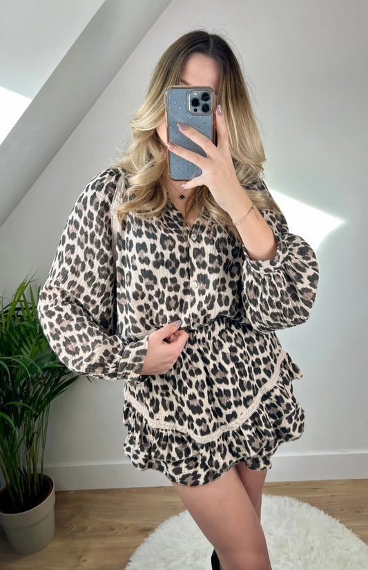 Jupe short Lou Léopard MaisonPerla Collection