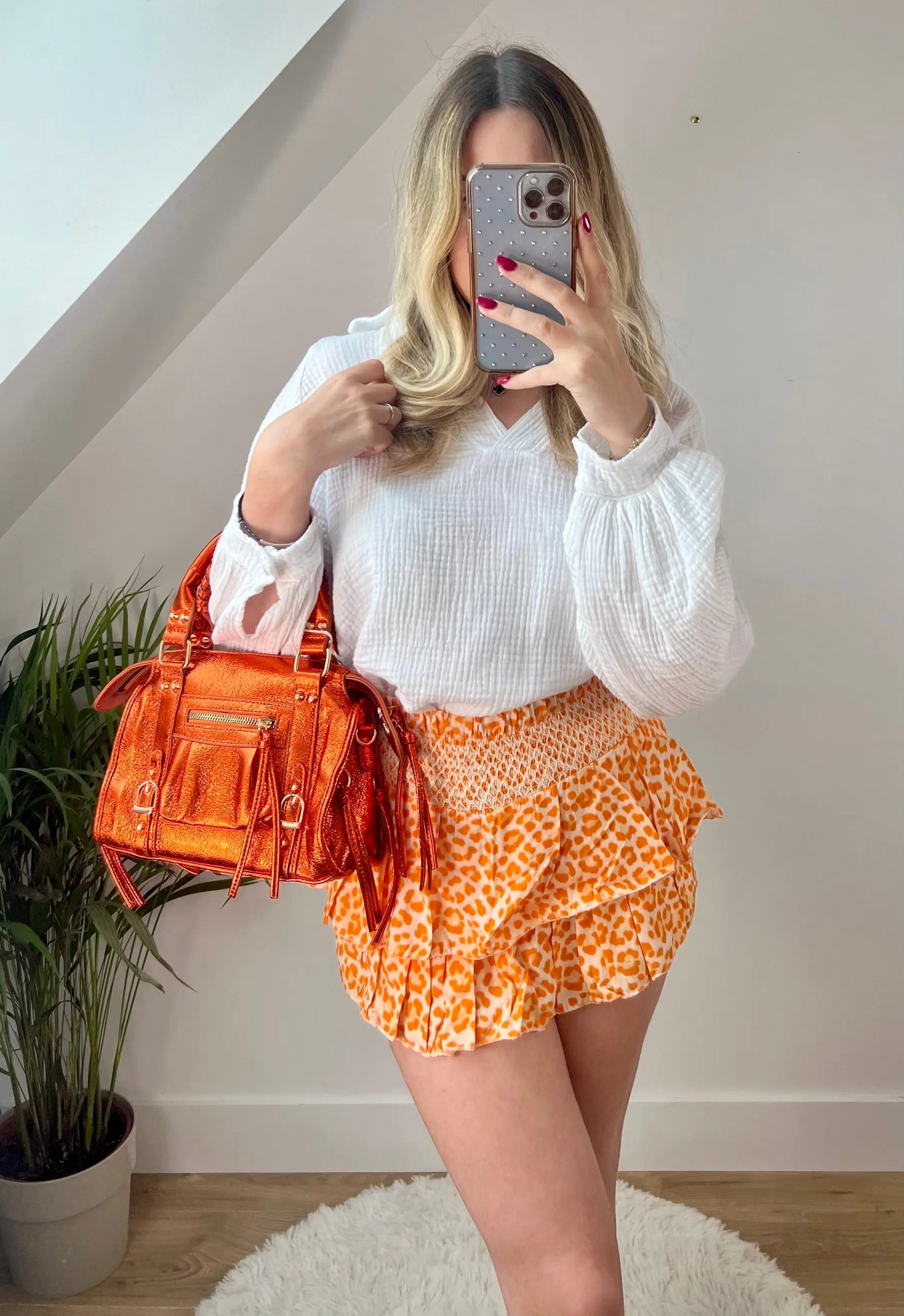 Jupe short Maya Orange MaisonPerla Collection