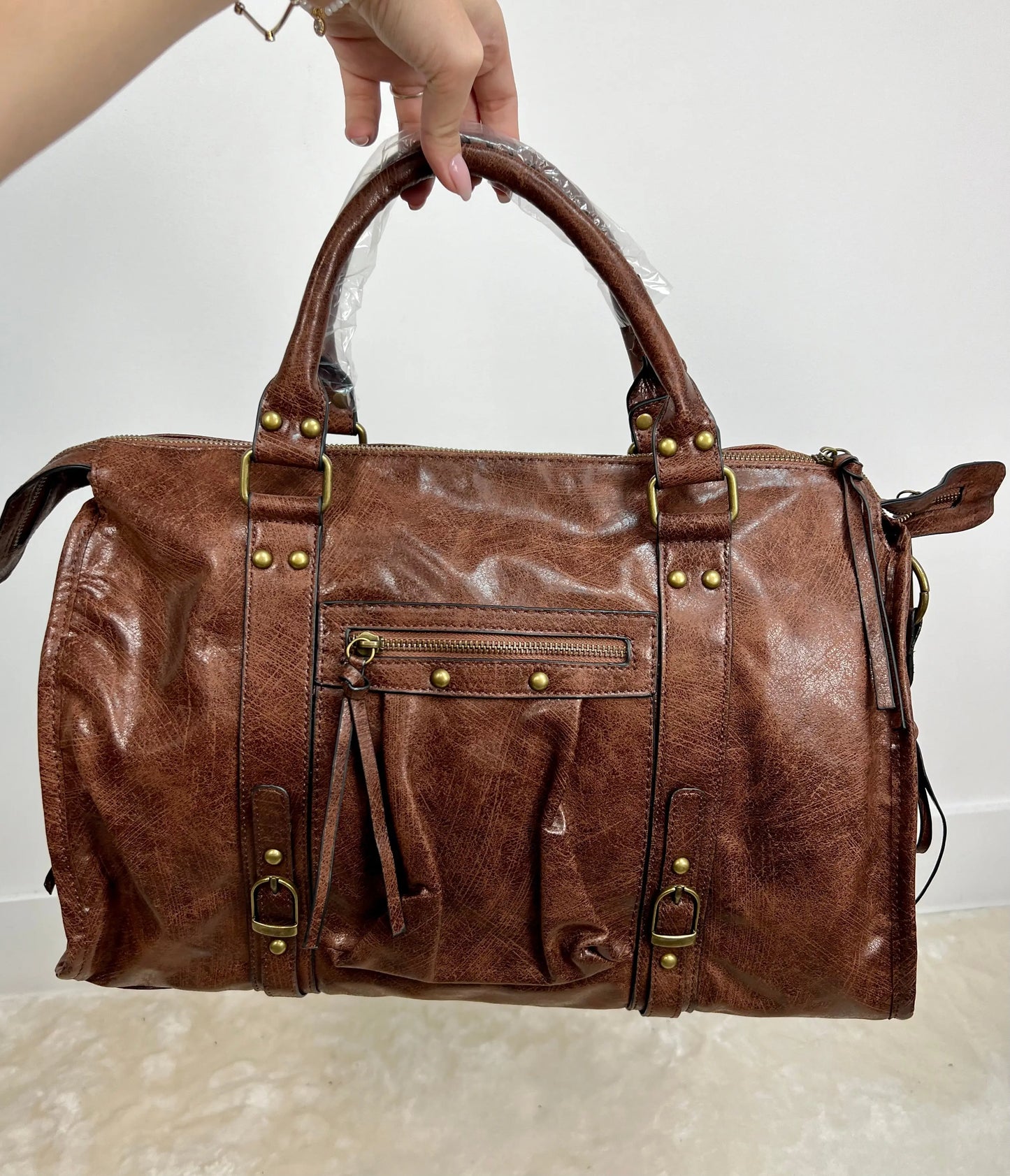 Nouveau Maxi sac Elsa brillant marron MaisonPerla Collection