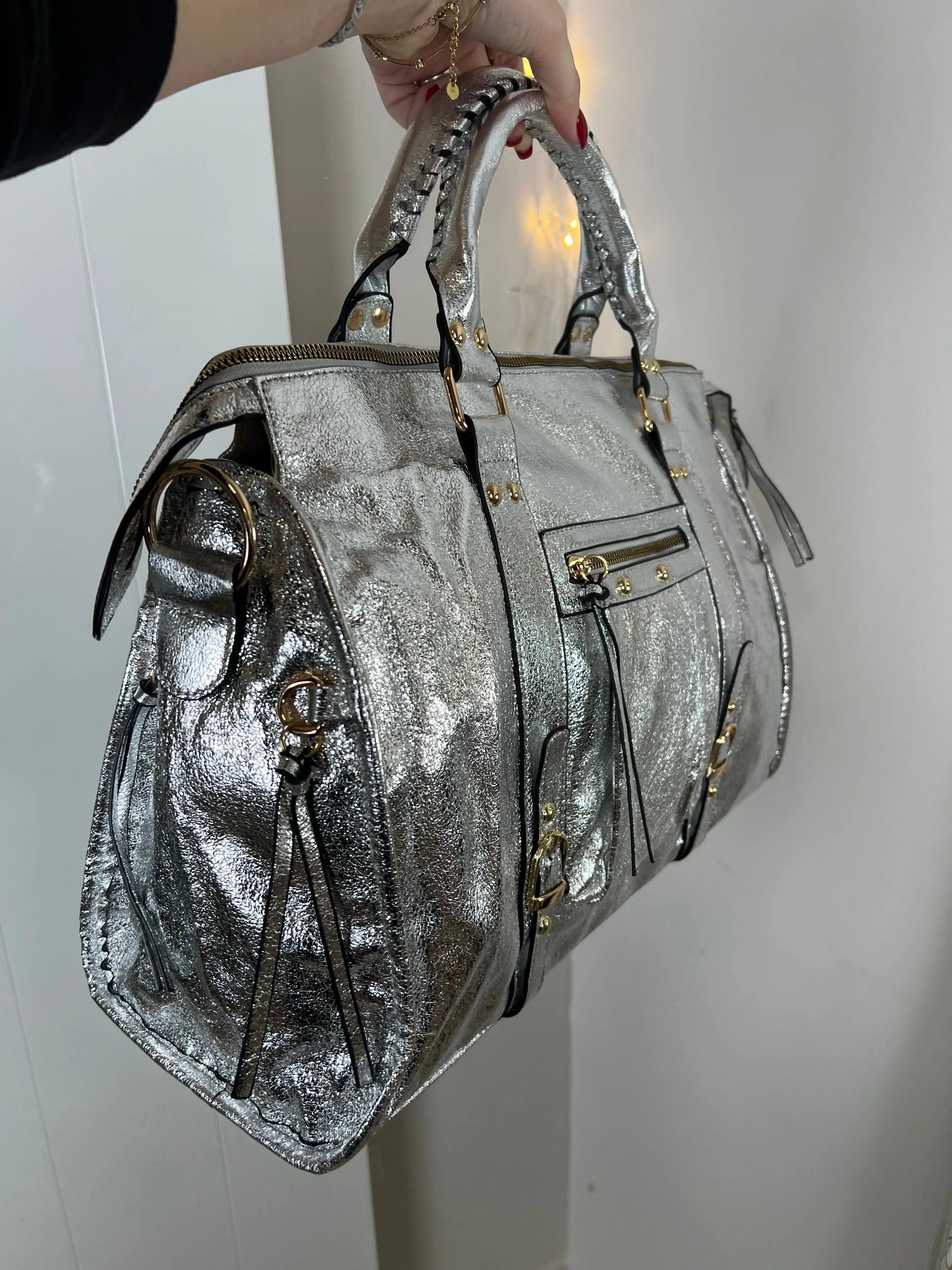 Nouveau Maxi sac Elsa paillettes silver XXL MaisonPerla Collection