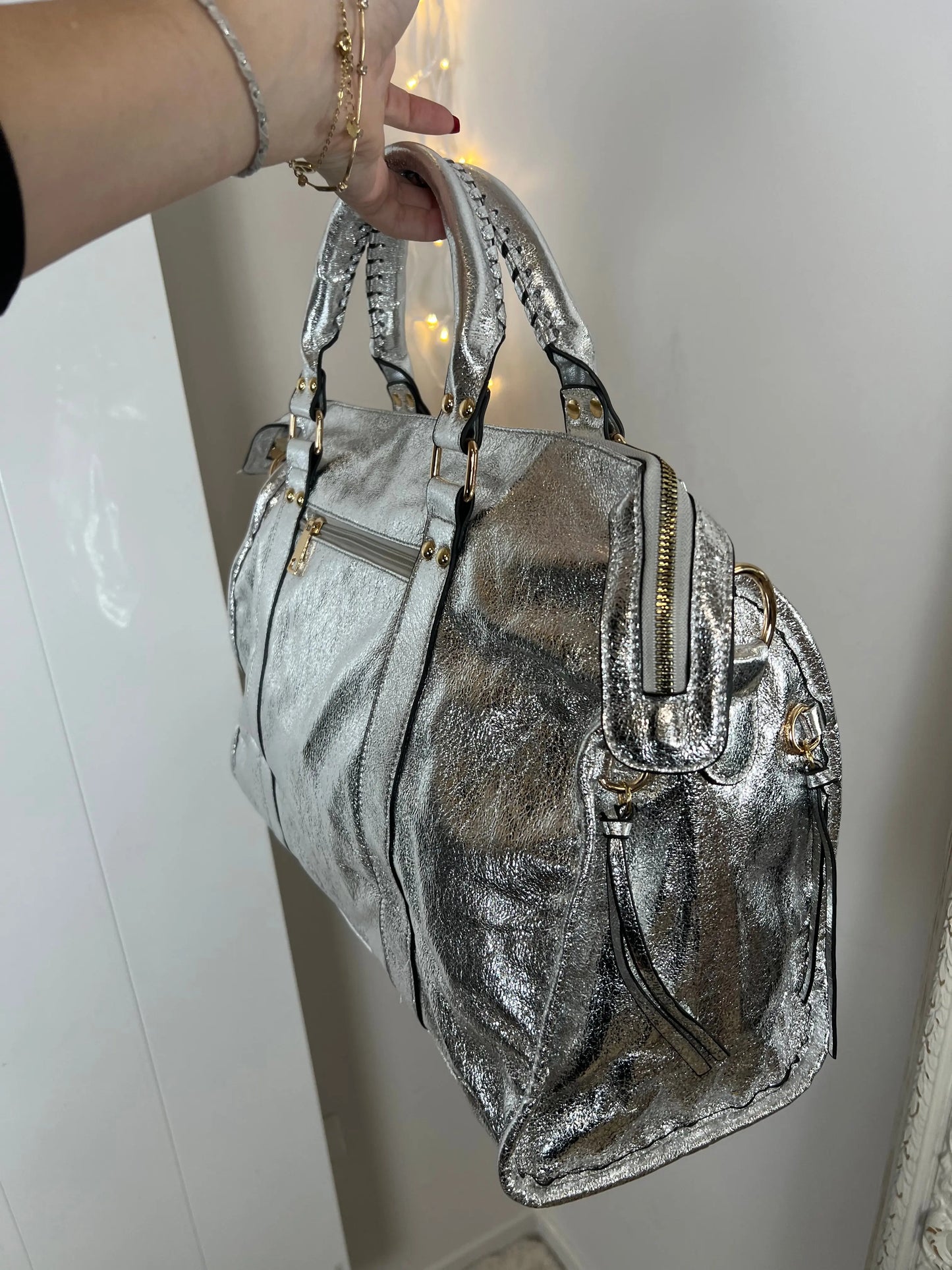Nouveau Maxi sac Elsa paillettes silver XXL MaisonPerla Collection