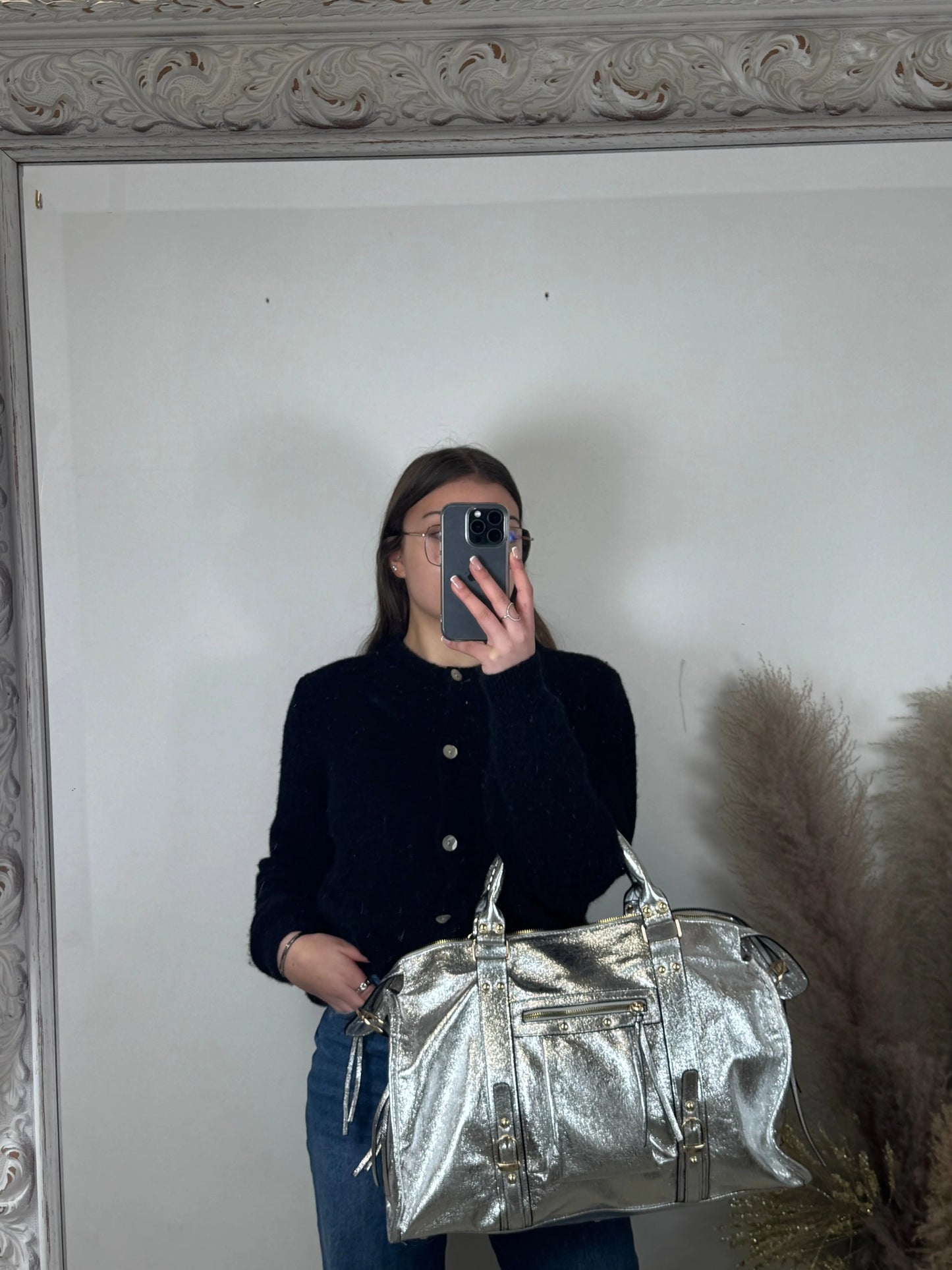 Nouveau Maxi sac Elsa paillettes silver XXL MaisonPerla Collection
