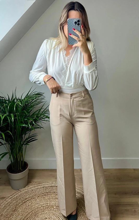 PANTALON LAURA BEIGE MaisonPerla Collection
