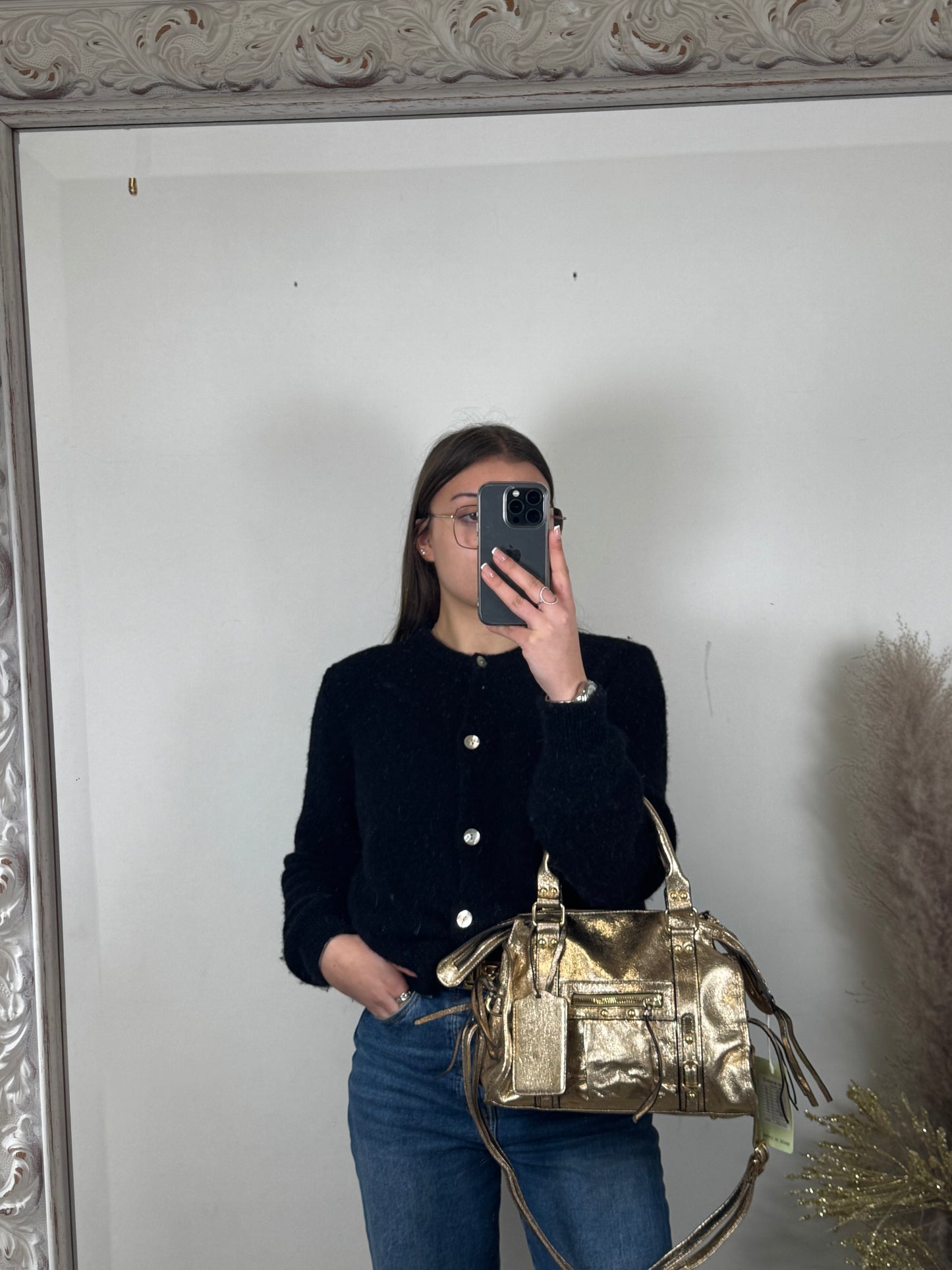 Petit sac Elsa Gold brillant M MaisonPerla Collection