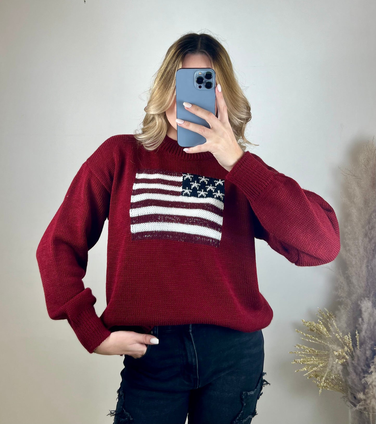 Pull Louise pailleté bordeaux MaisonPerla Collection