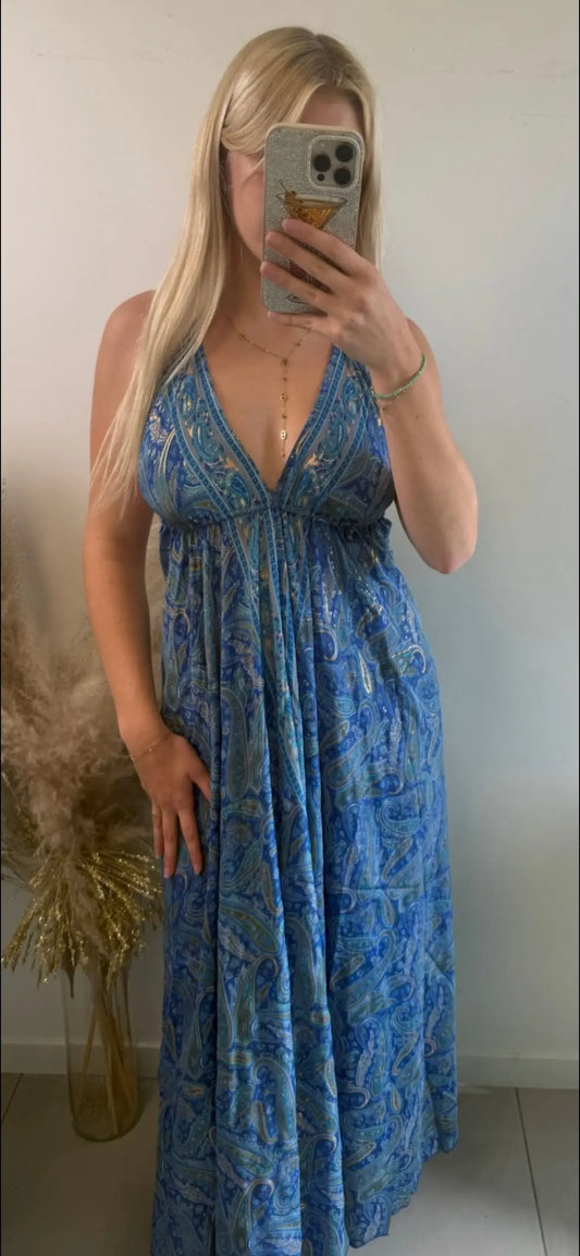 Robe Sophia bleu classique MaisonPerla Collection