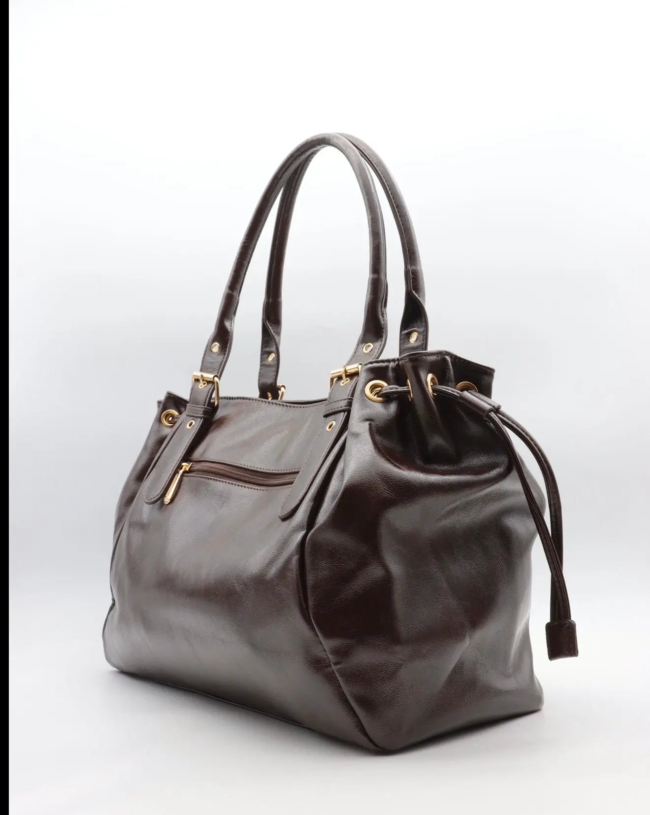 Sac Alma chocolat brillant MaisonPerla Collection