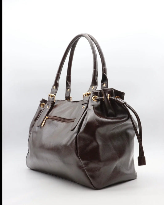 Sac Alma chocolat brillant MaisonPerla Collection