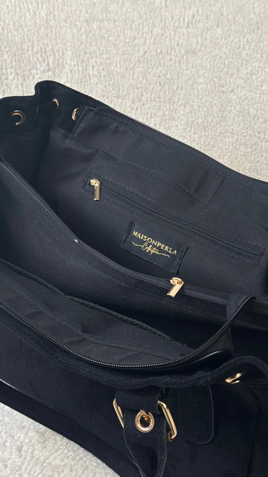 Sac Alma noir suédine by MaisonPerla MaisonPerla Collection