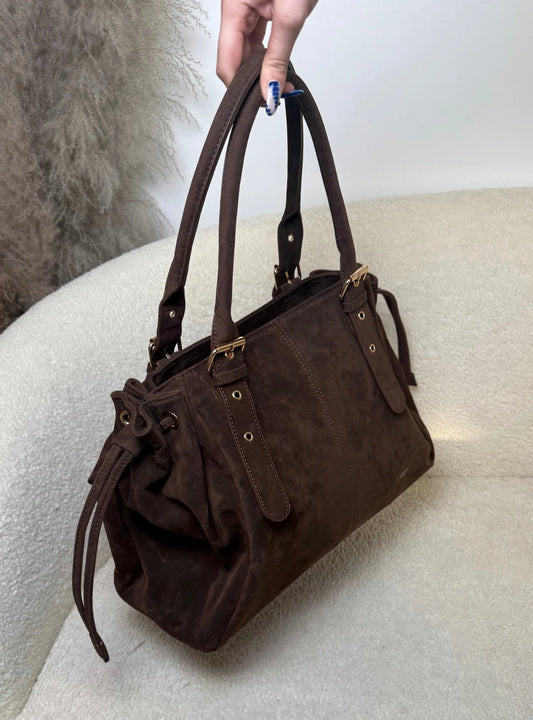 Sac Alma suédine chocolat MaisonPerla Collection