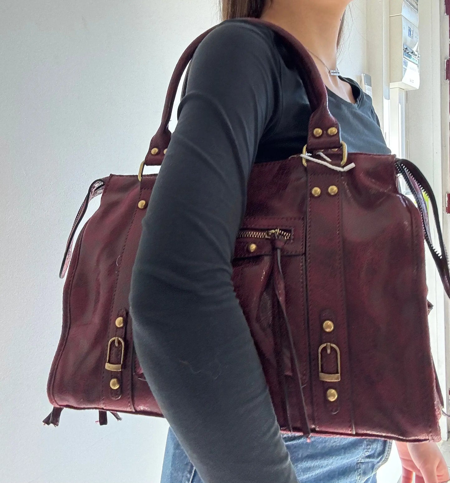 Sac Elsa XL bordeaux MaisonPerla Collection