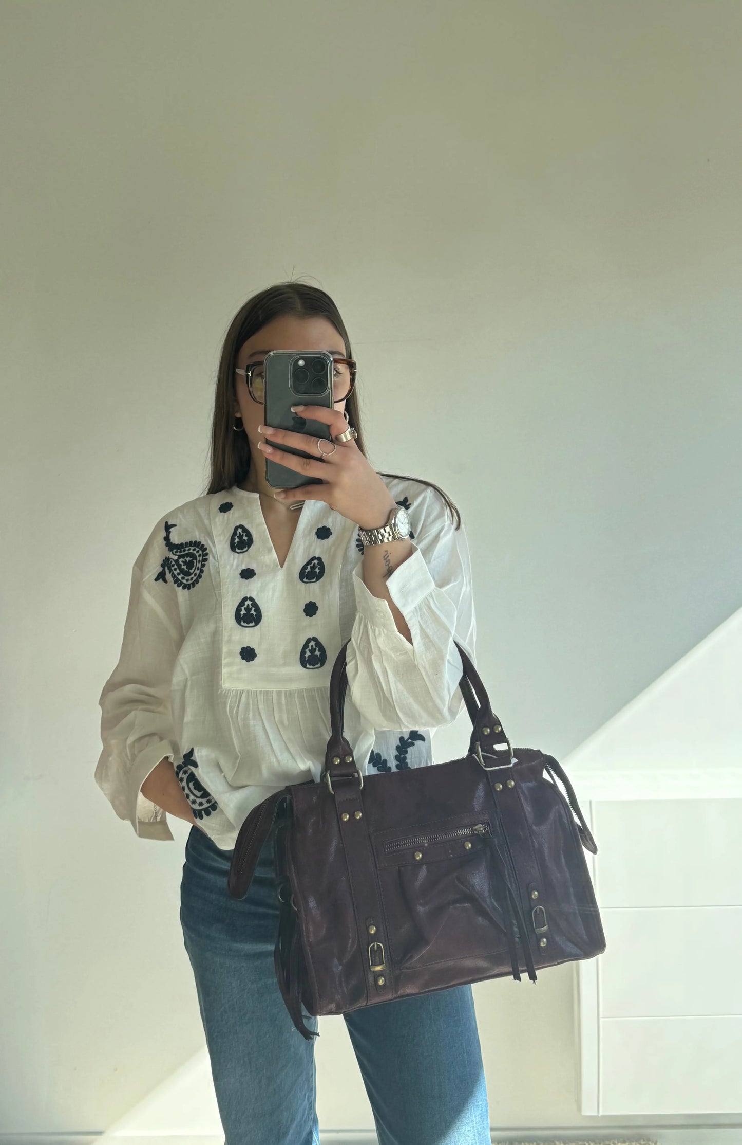 Sac Elsa XL bordeaux MaisonPerla Collection
