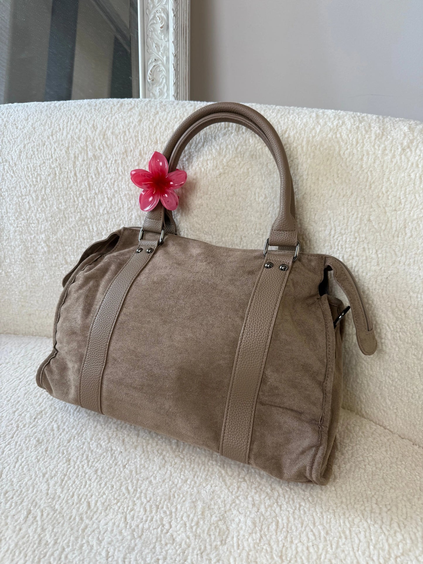 Sac Elsa XL suédine beige MaisonPerla Collection