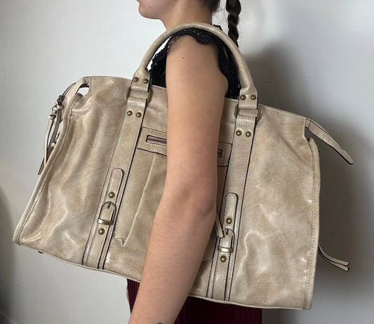 Sac Elsa XXL brillant beige MaisonPerla Collection