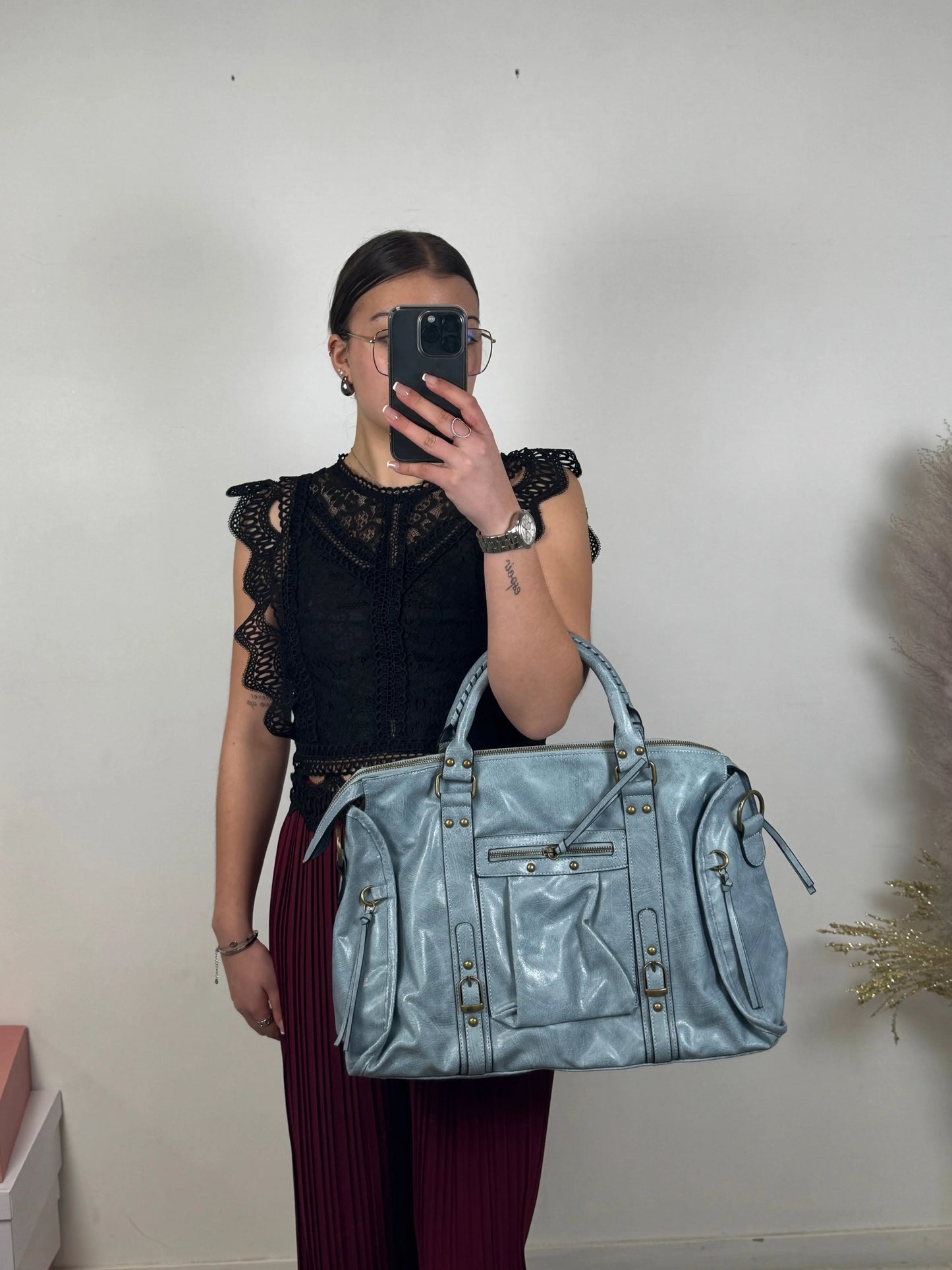 Sac Elsa XXL brillant bleu MaisonPerla Collection