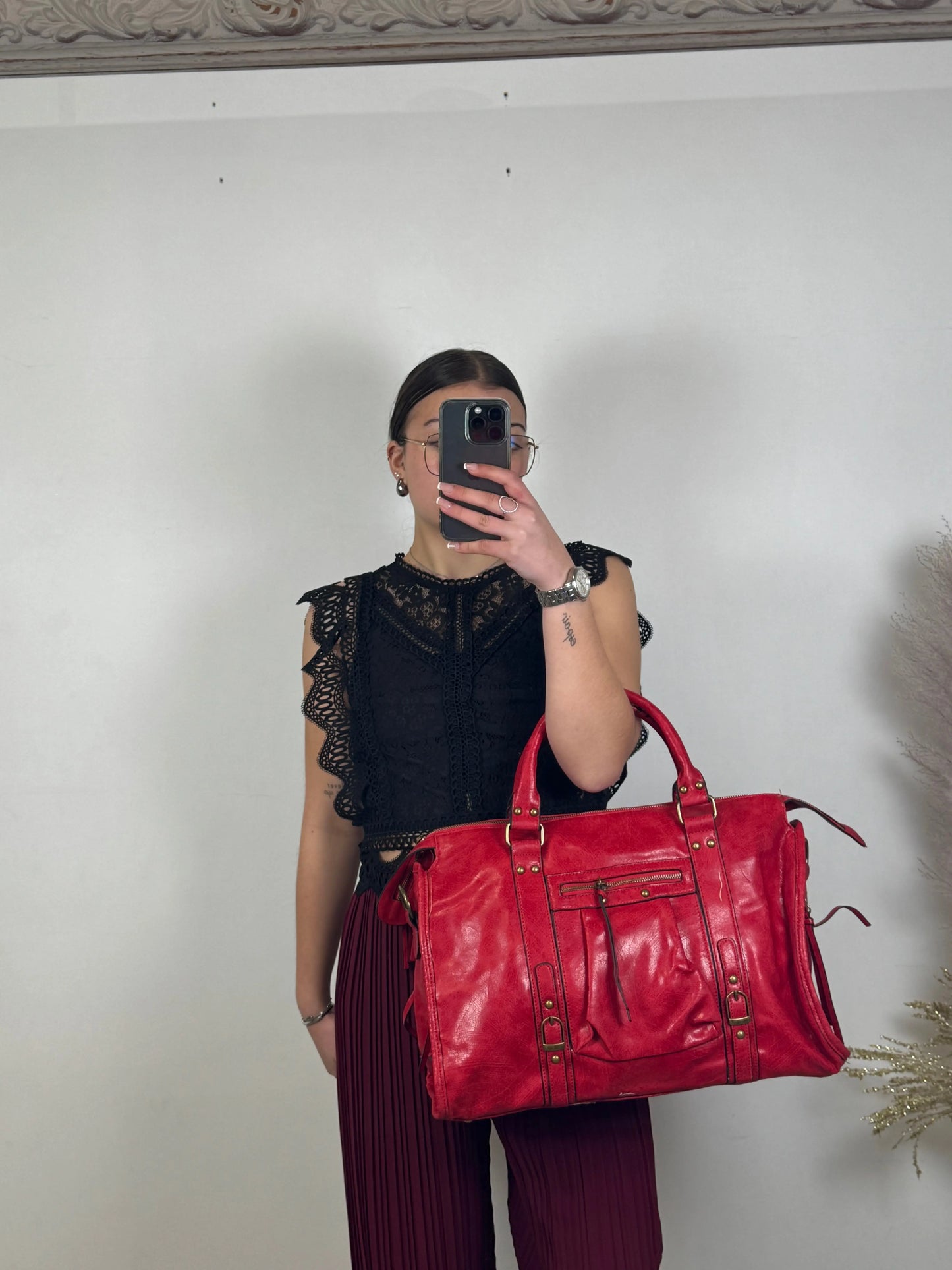 Sac Elsa XXL brillant rouge MaisonPerla Collection