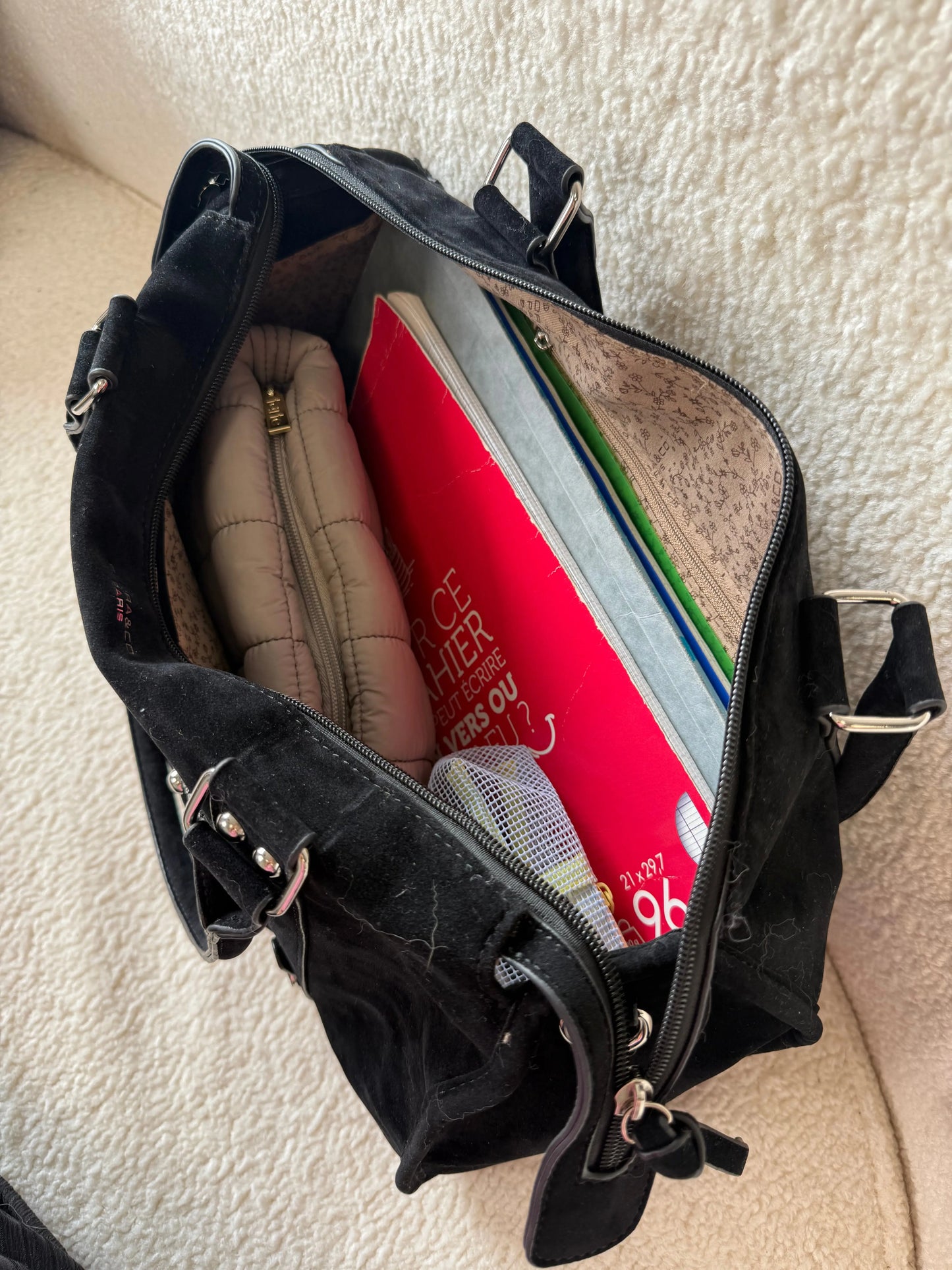 Sac Elsa XXL suédine chocolat MaisonPerla Collection