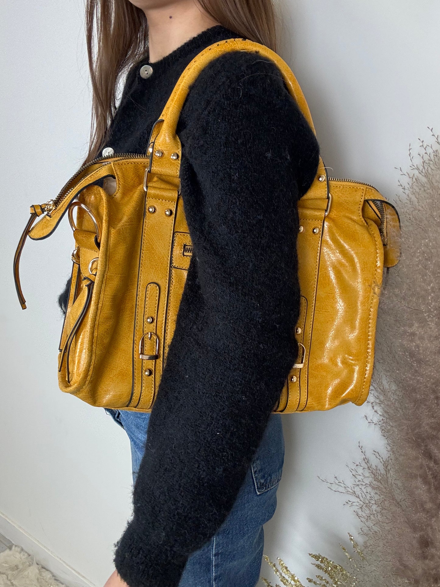 Sac Elsa brillant jaune XL MaisonPerla Collection