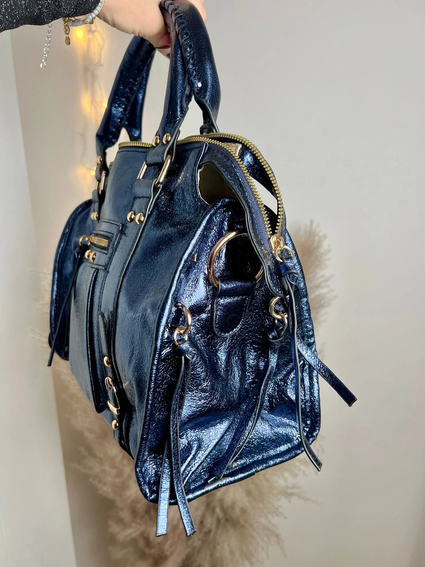 Sac Elsa paillettes bleu XL MaisonPerla Collection