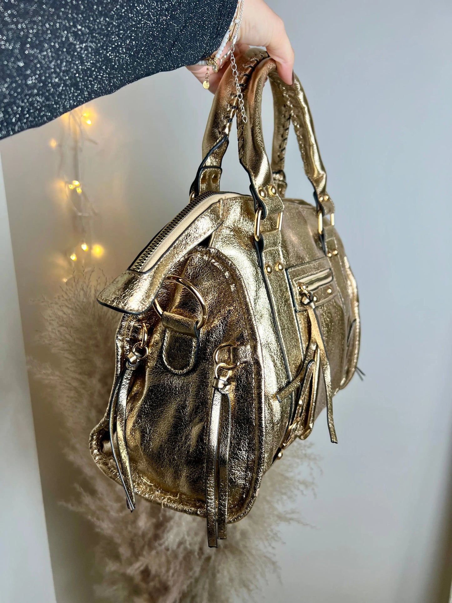 Sac Elsa paillettes gold XL MaisonPerla Collection