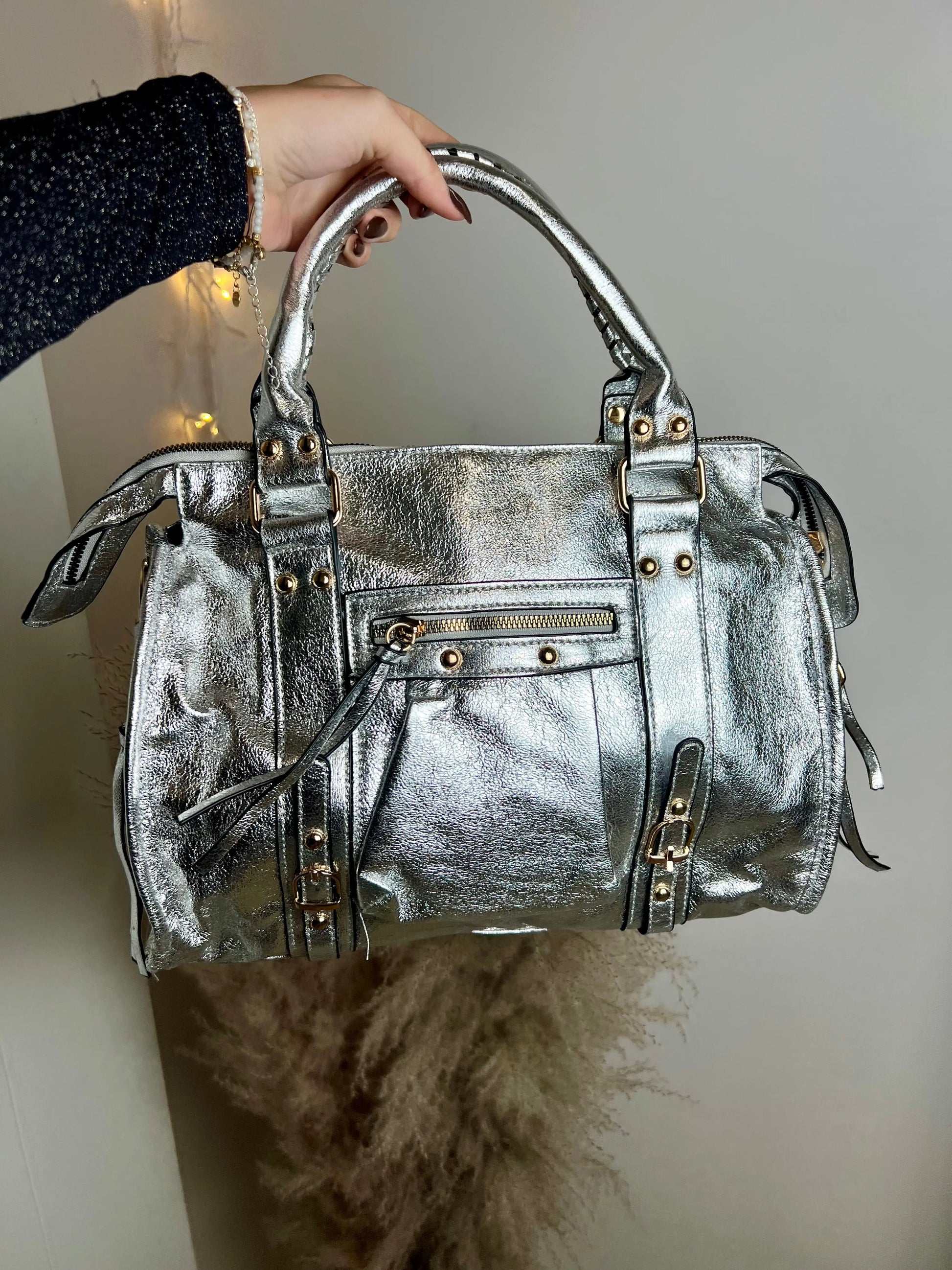 Sac Elsa paillettes silver XL MaisonPerla Collection