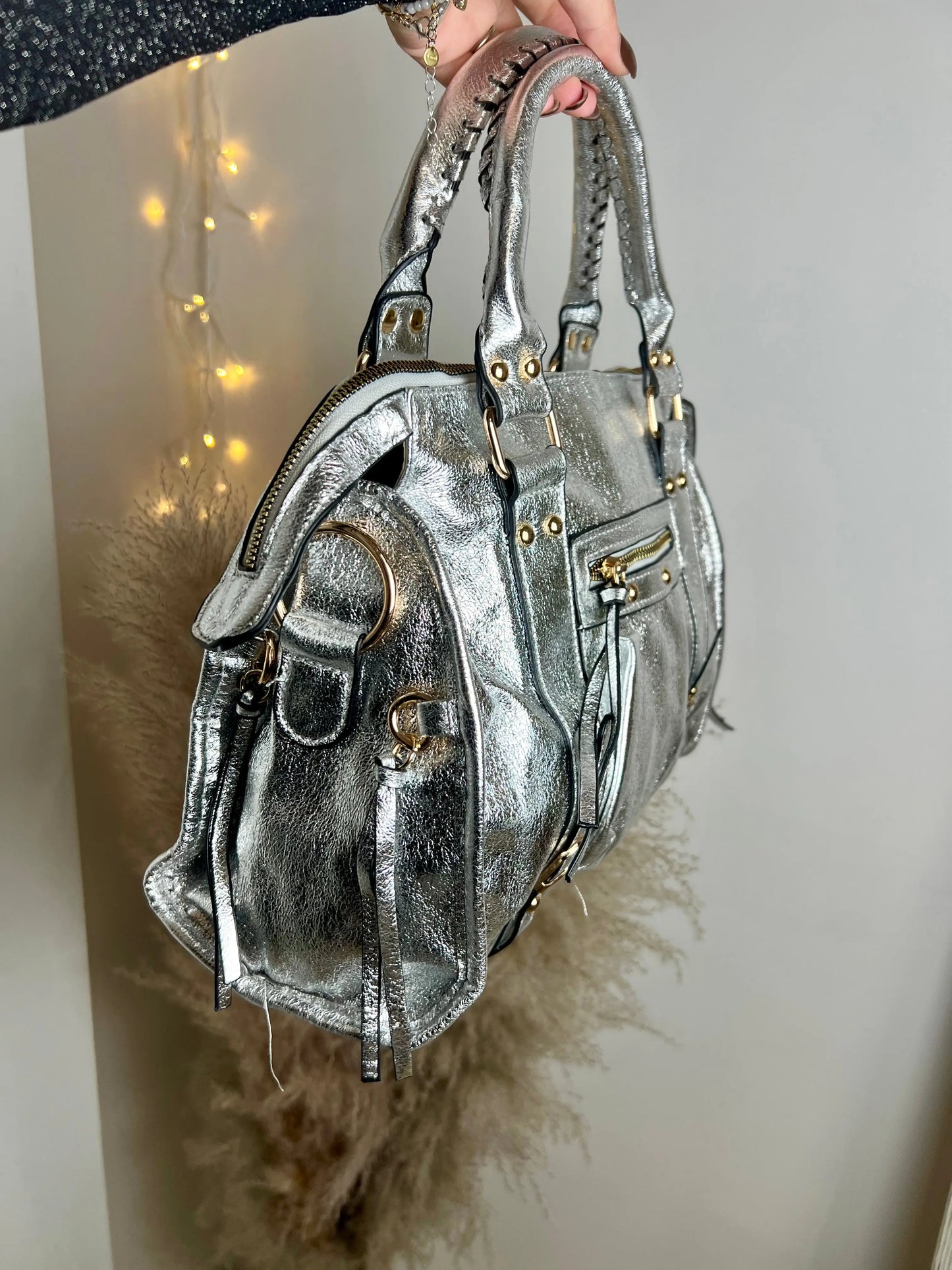 Sac Elsa paillettes silver XL MaisonPerla Collection