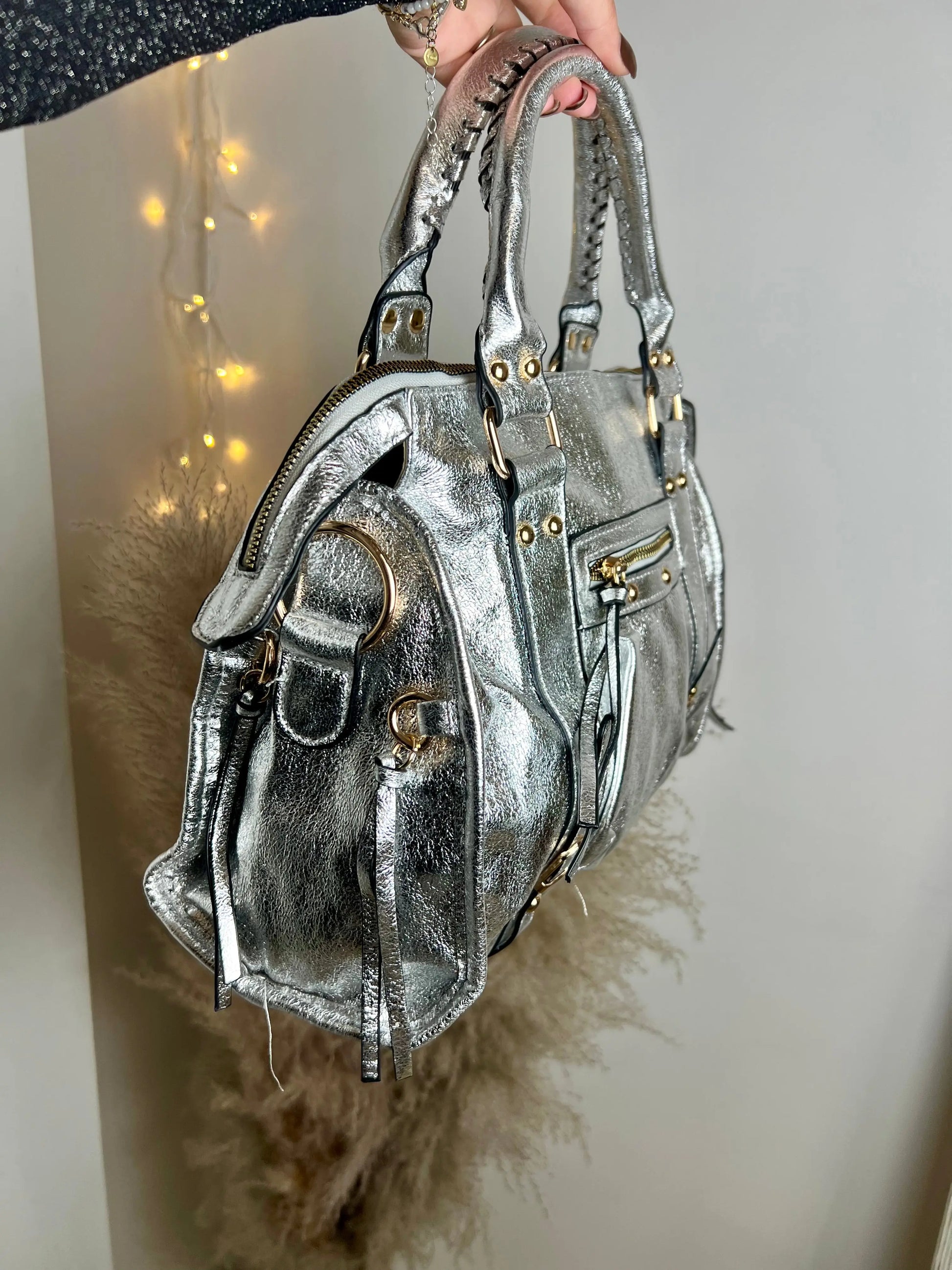 Sac Elsa paillettes silver XL MaisonPerla Collection