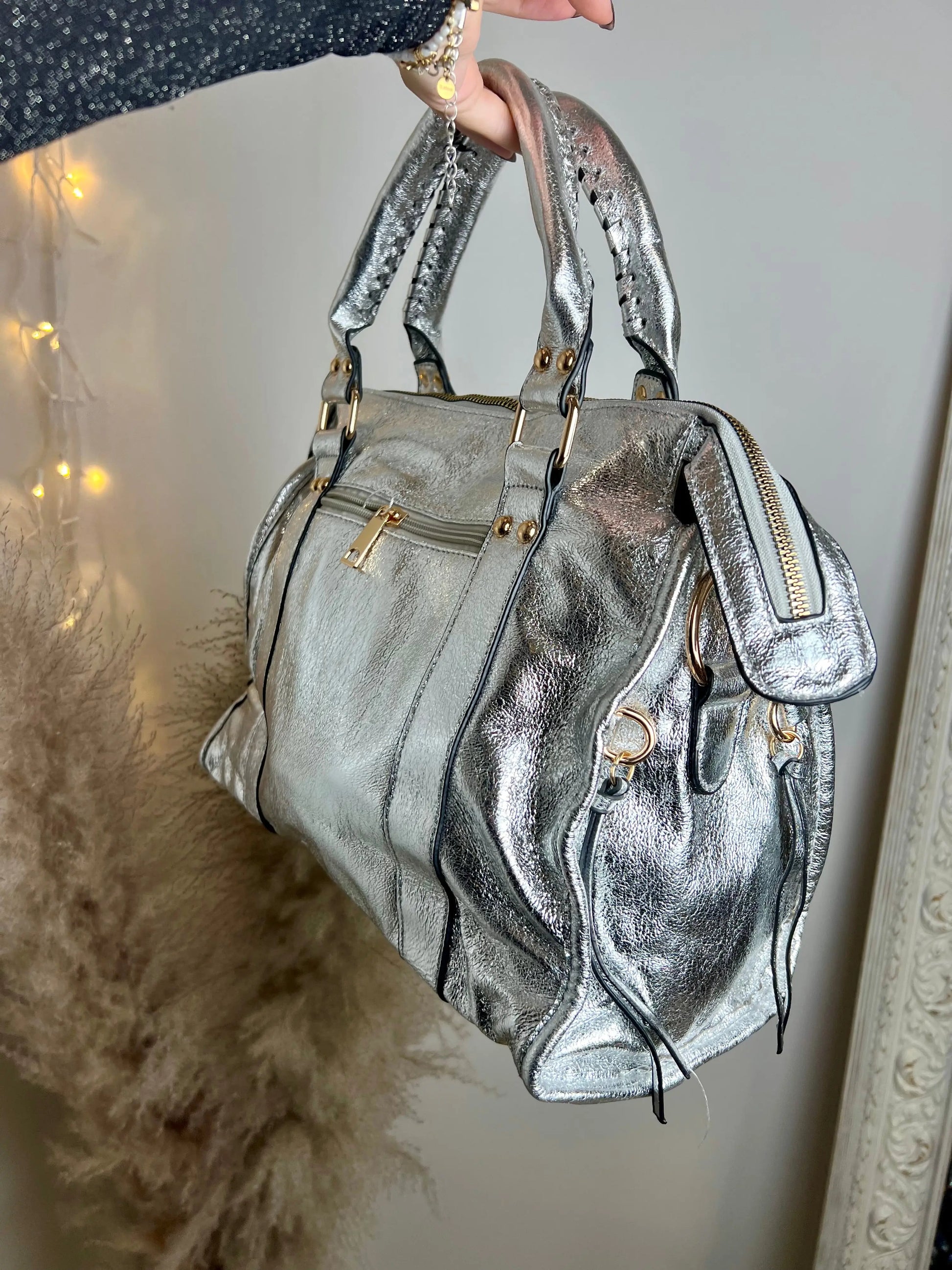 Sac Elsa paillettes silver XL MaisonPerla Collection