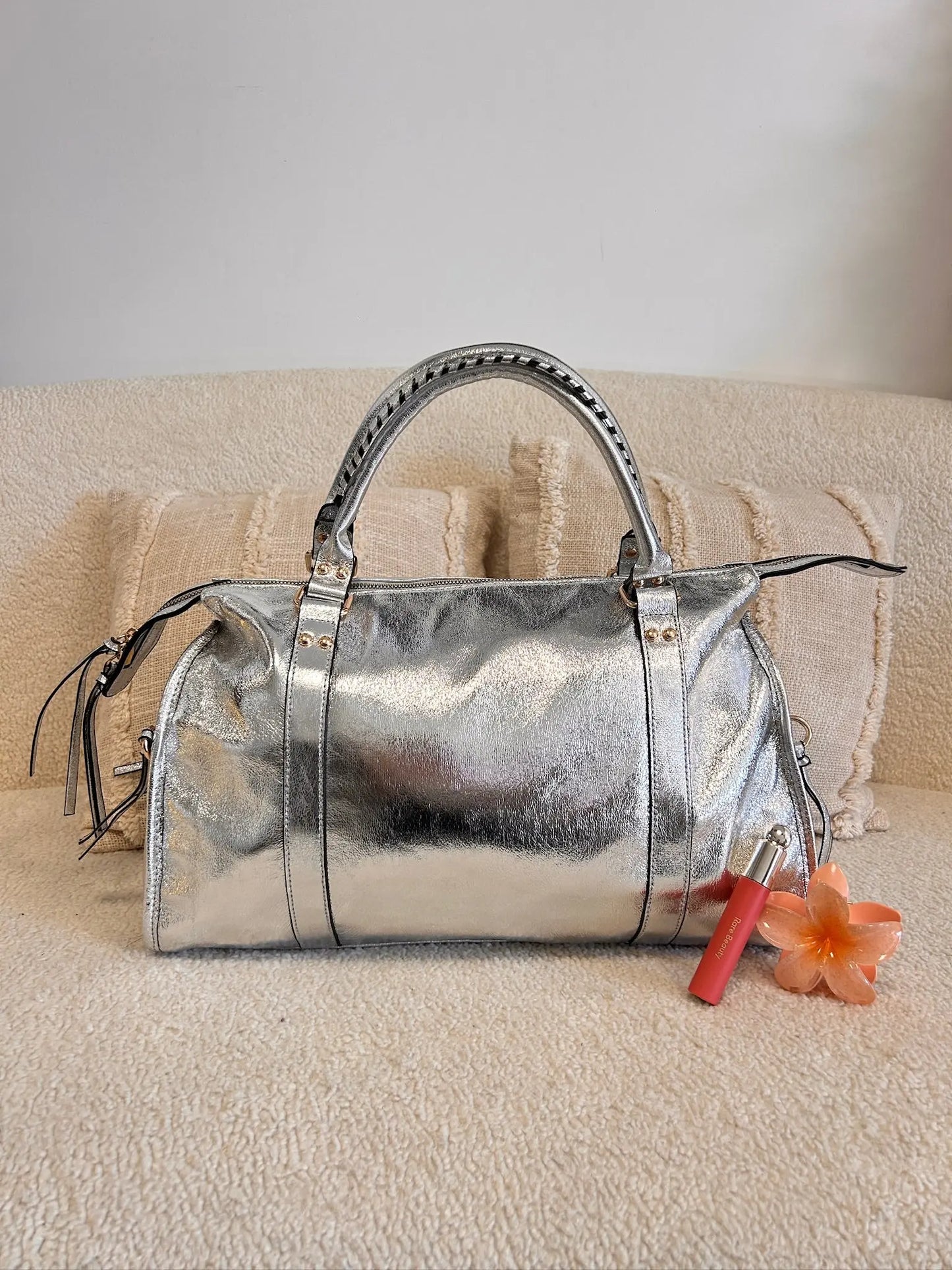 Sac Elsa paillettes silver XL MaisonPerla Collection