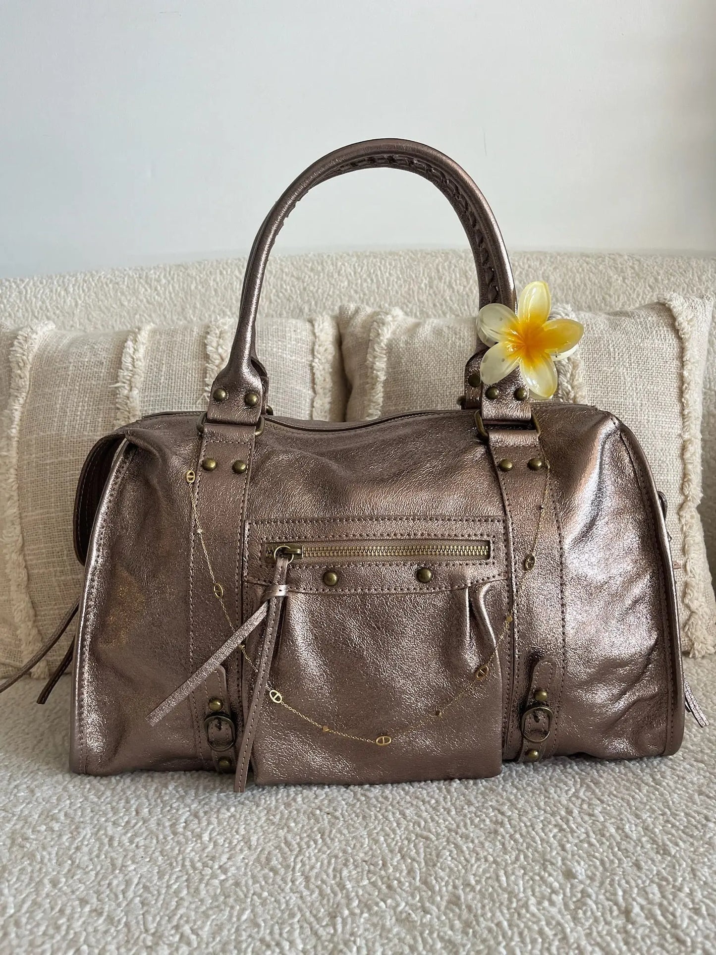 Sac Mila cuir champagne XXL MaisonPerla Collection