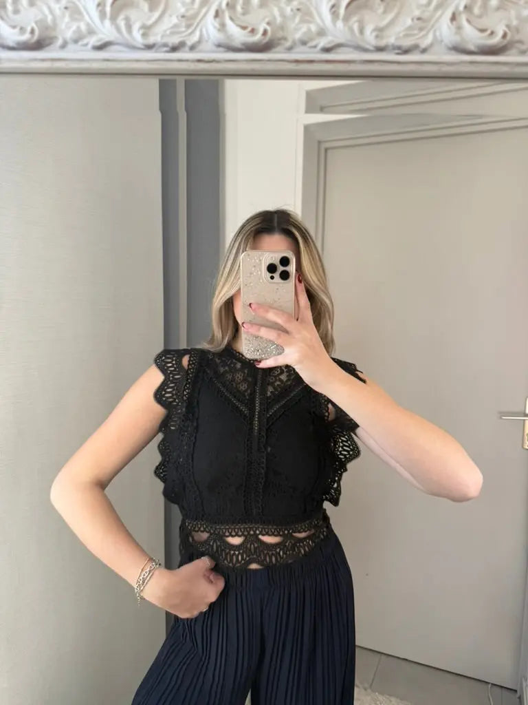 Top Tess noir MaisonPerla Collection