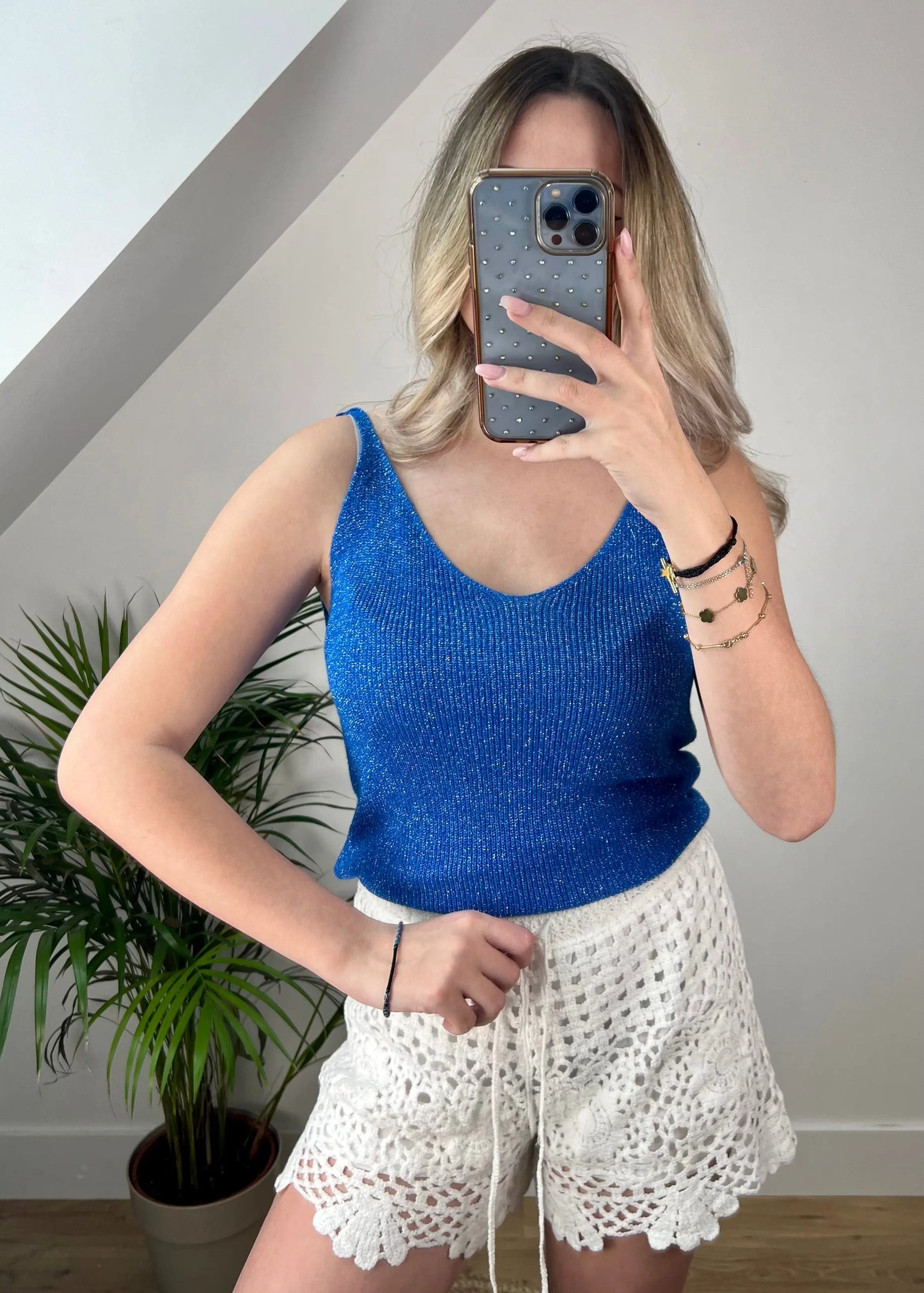 Top Victoria Bleu électrique MaisonPerla Collection