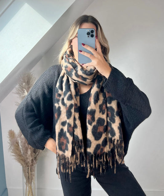 Écharpe Fluffy léopard MaisonPerla Collection
