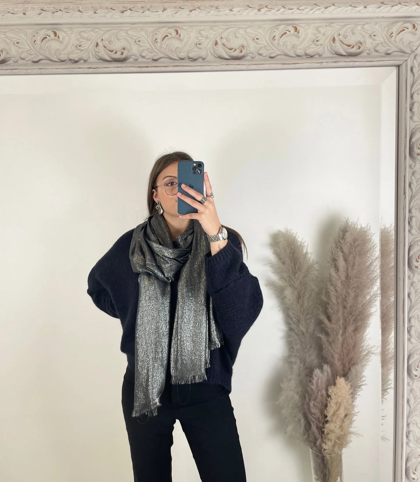 Écharpes Shinny Noir MaisonPerla Collection